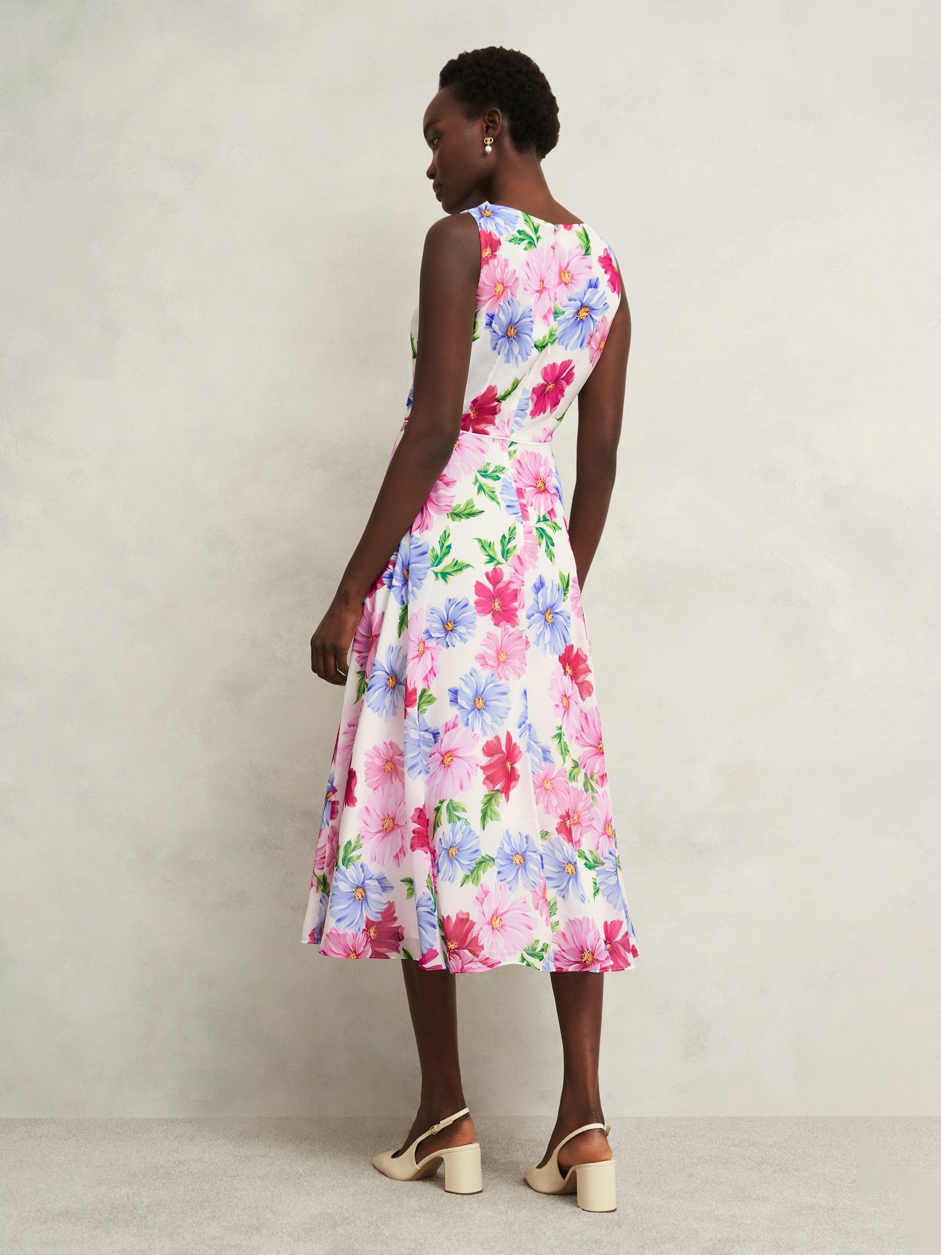 Product image 2 of 7, which shows Hobbs Carly Floral Dress, Ivory/Multi, 10