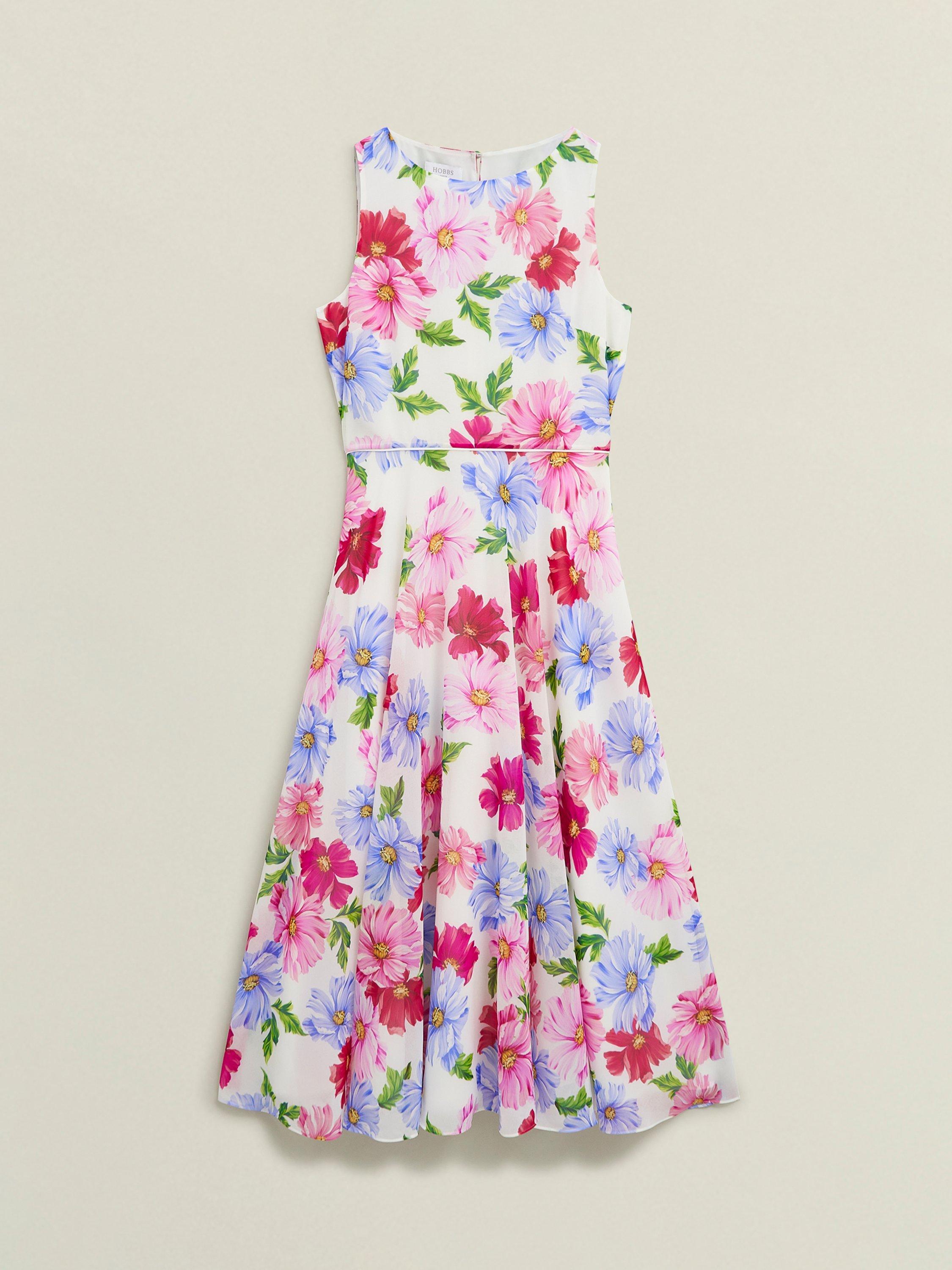 Product image 4 of 7, which shows Hobbs Carly Floral Dress, Ivory/Multi, 10
