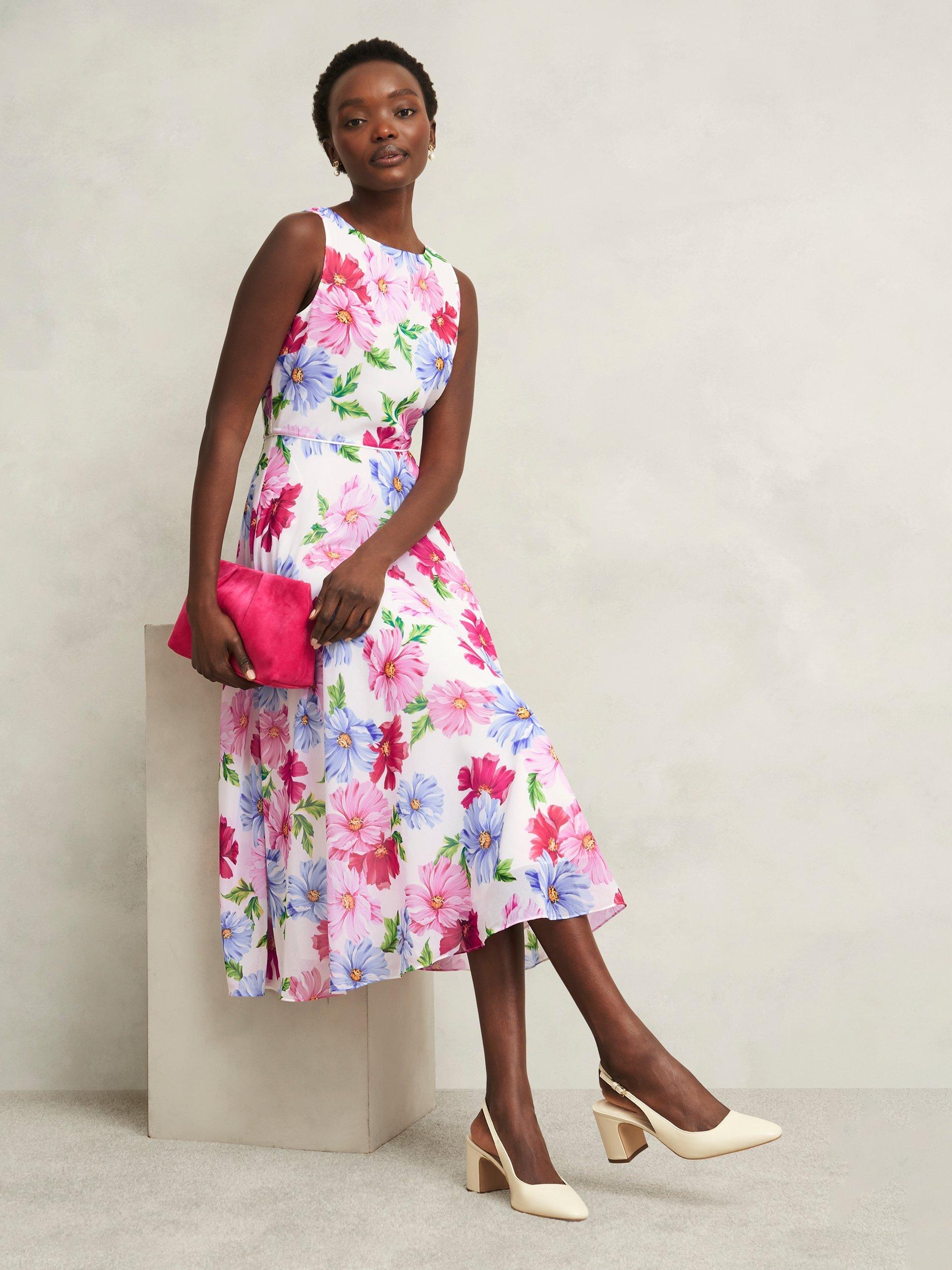 Product image 6 of 7, which shows Hobbs Carly Floral Dress, Ivory/Multi, 10