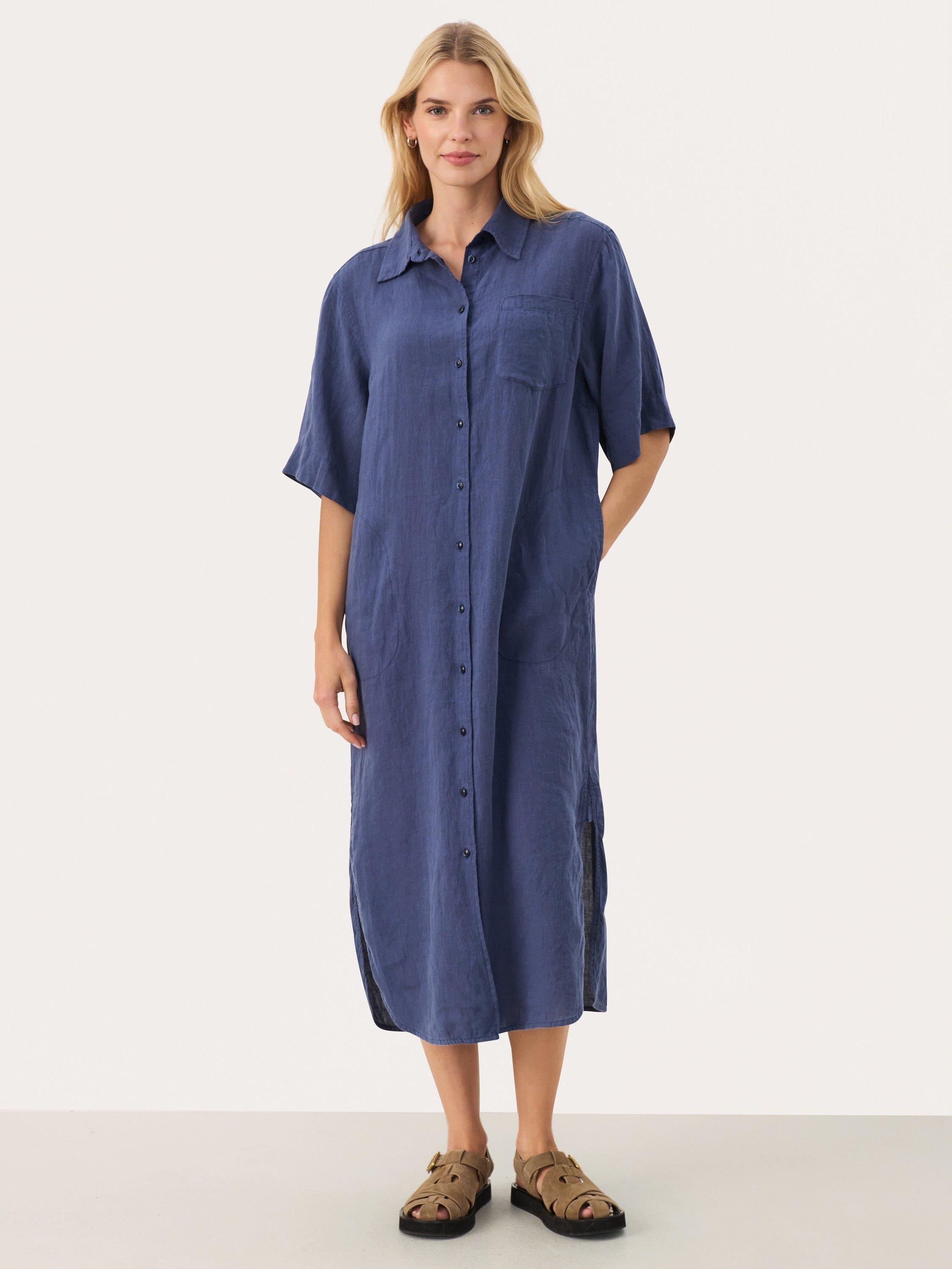 Product image 1 of 6, which shows Part Two Regitta Pure Linen Shirt Dress, Oceana, 8