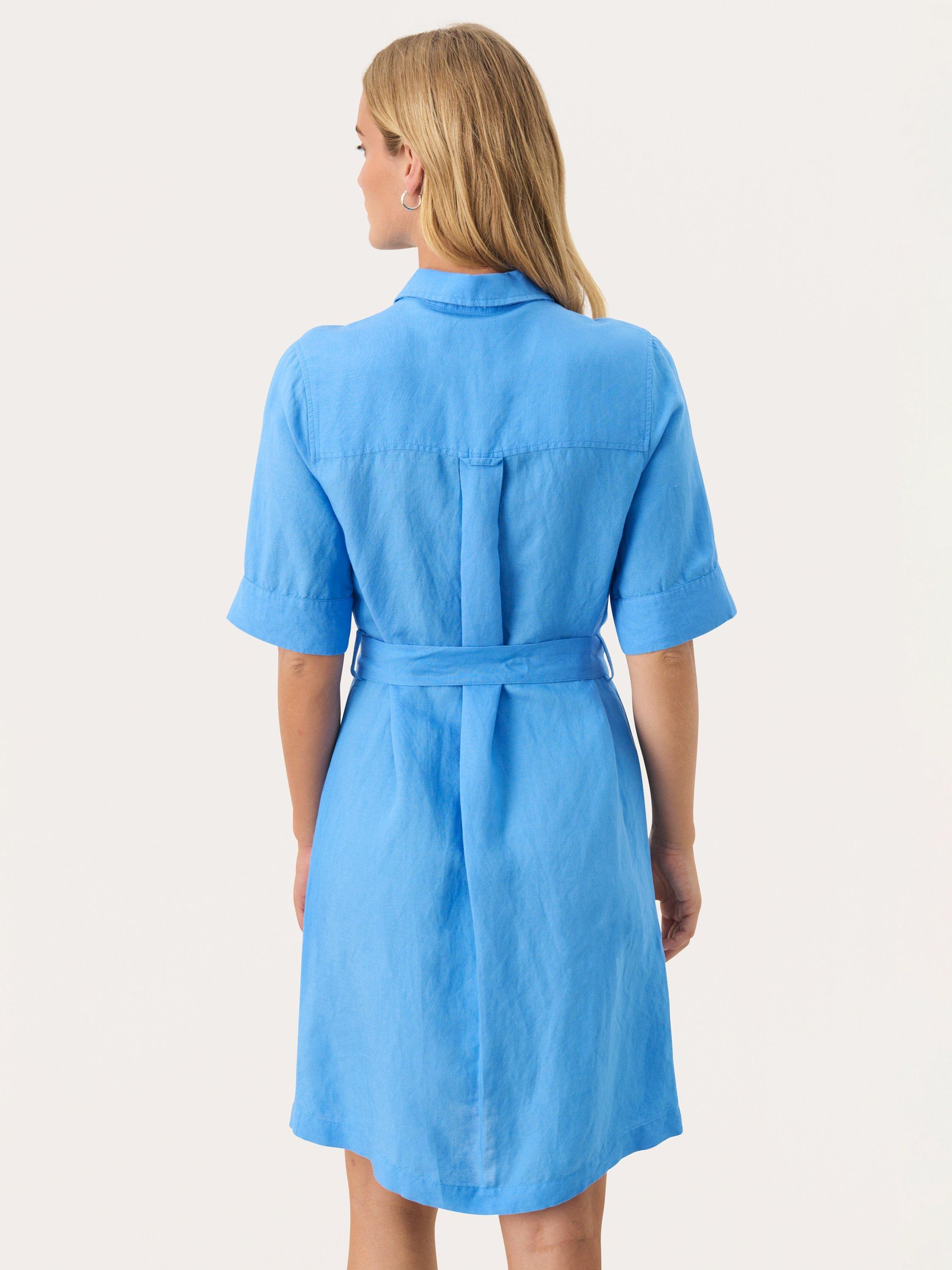 Product image 2 of 6, which shows Part Two Raili Linen Blend Shirt Dress, Marina, 8