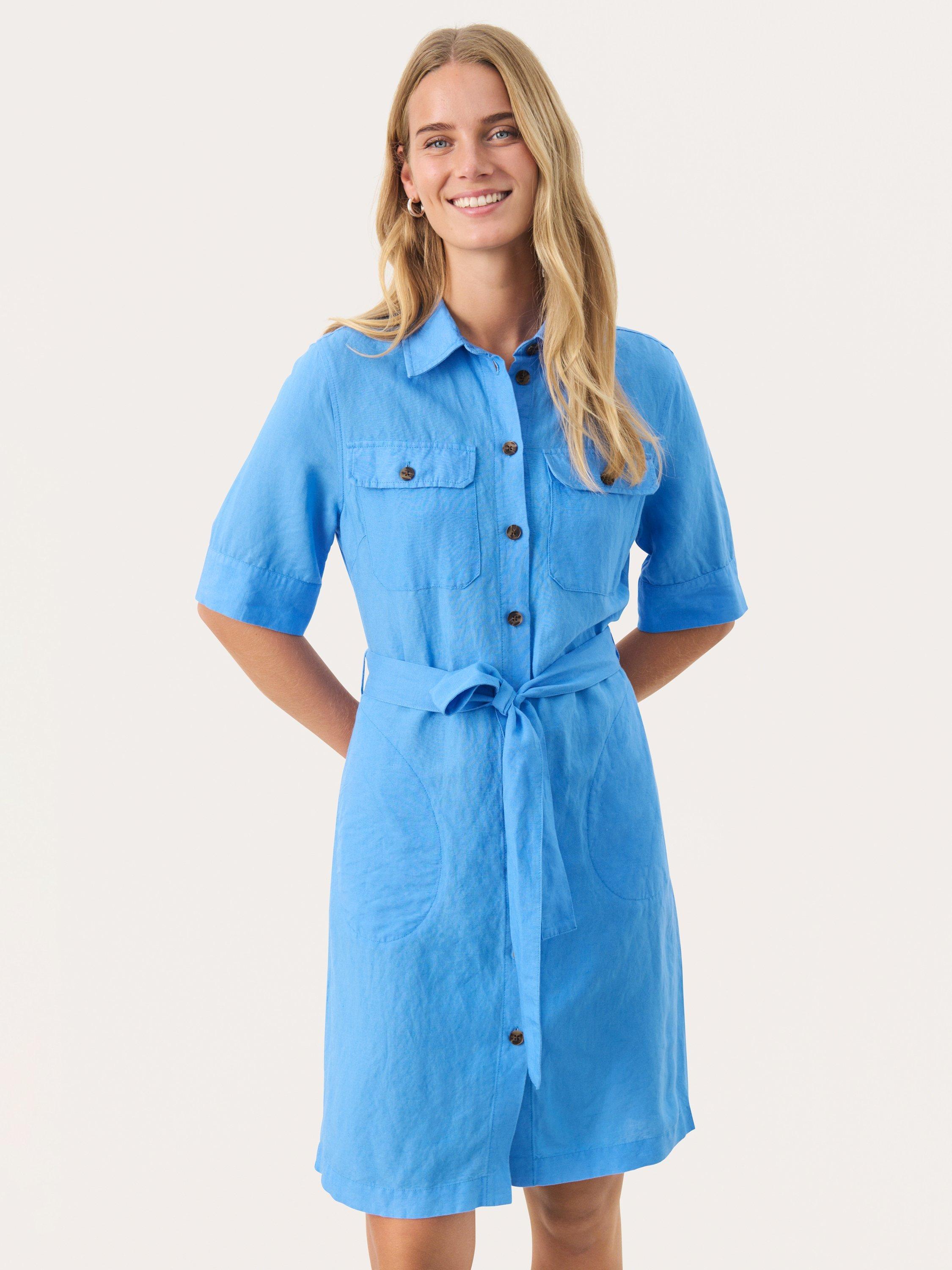 Product image 3 of 6, which shows Part Two Raili Linen Blend Shirt Dress, Marina, 8