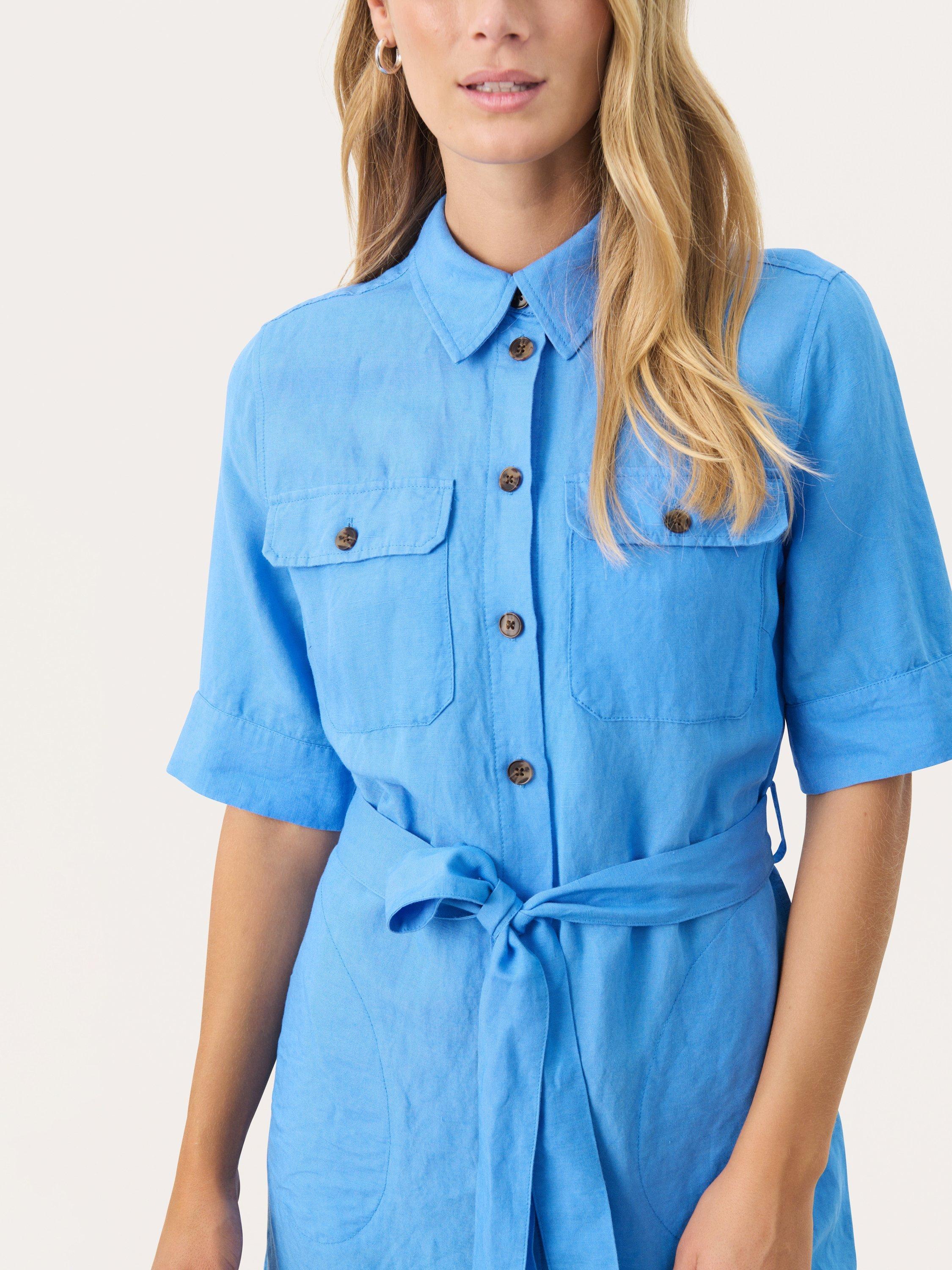 Product image 4 of 6, which shows Part Two Raili Linen Blend Shirt Dress, Marina, 8