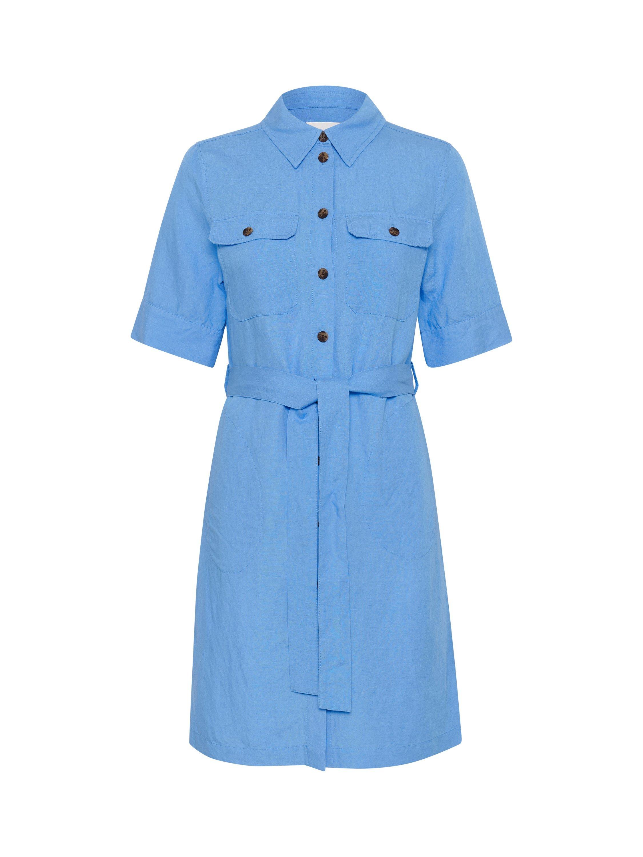 Product image 5 of 6, which shows Part Two Raili Linen Blend Shirt Dress, Marina, 8