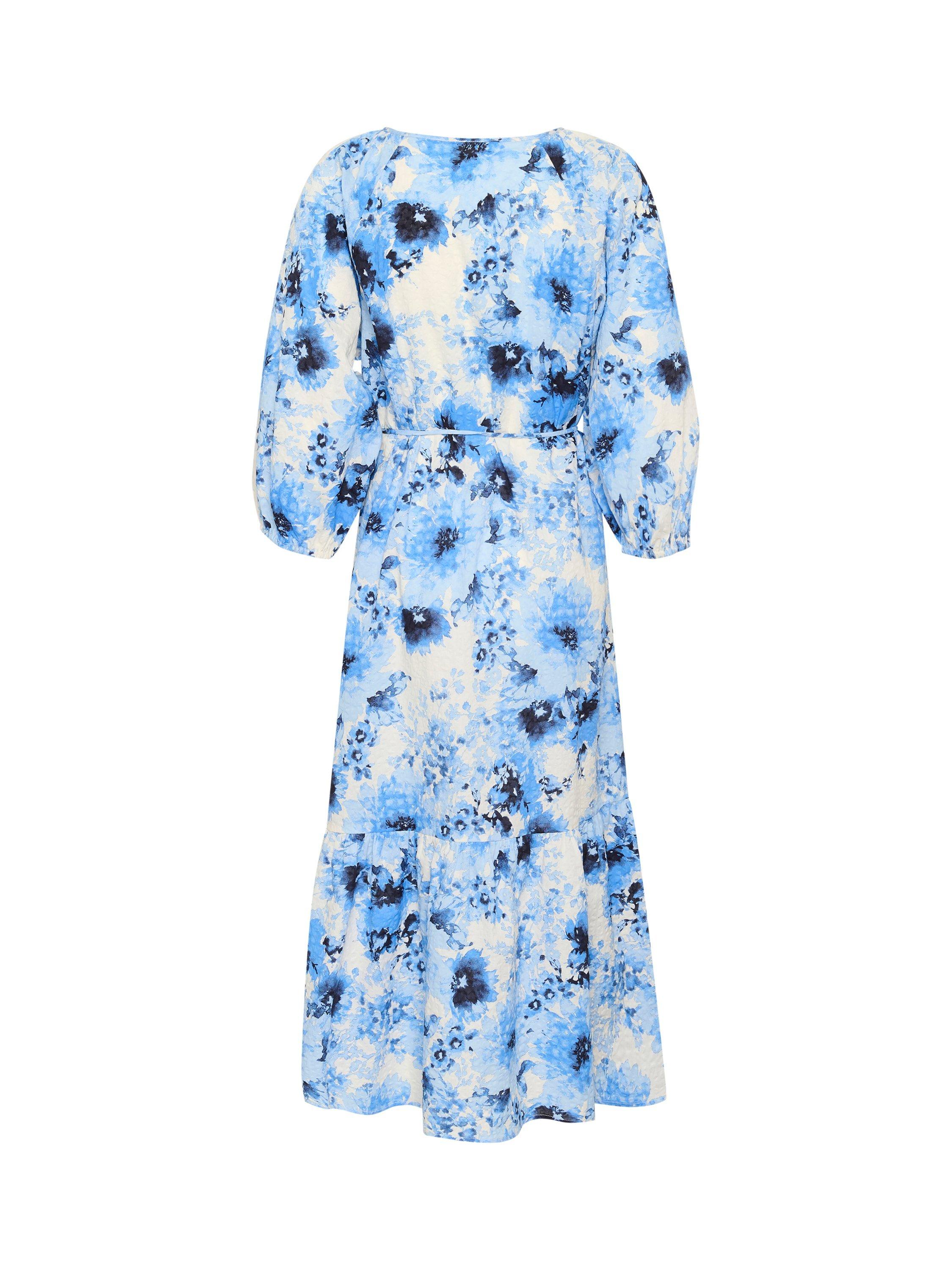 Product image 5 of 5, which shows Part Two Reidun Floral Ruffle Dress, Blue/Multi, 8