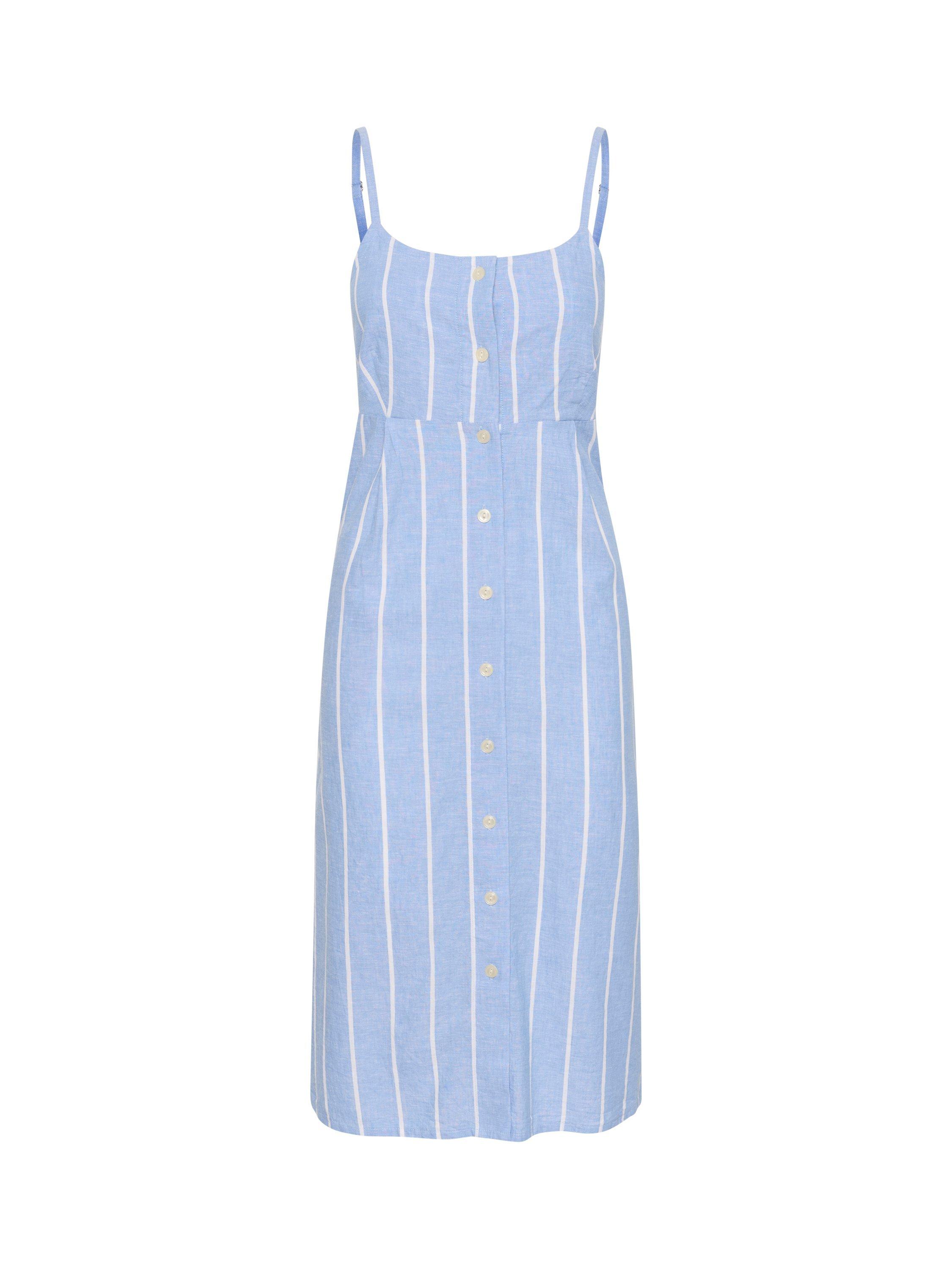 Product image 5 of 6, which shows Part Two Reysa Stripe Linen Rich Dress, Blue/White, 8
