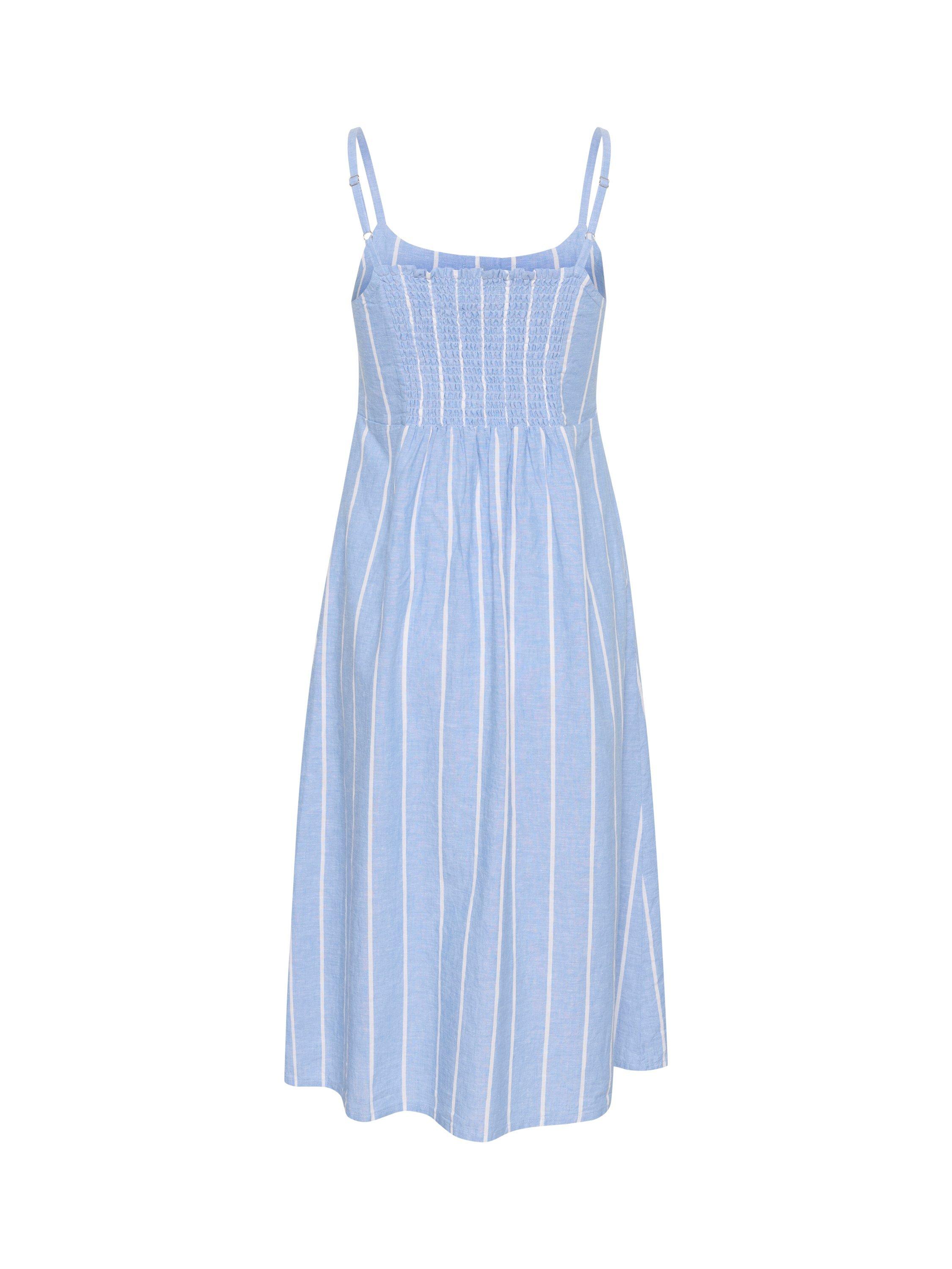 Product image 6 of 6, which shows Part Two Reysa Stripe Linen Rich Dress, Blue/White, 8