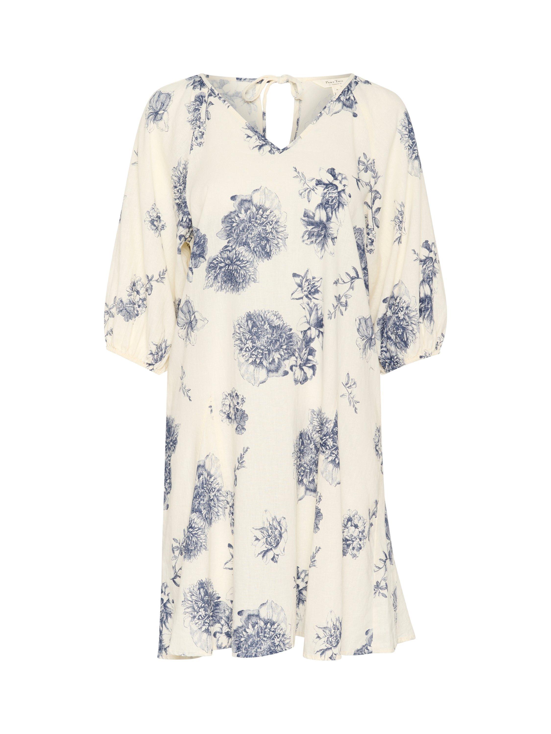 Product image 5 of 6, which shows Part Two Ruthy Linen Rich Dress, Oceana/White, 8
