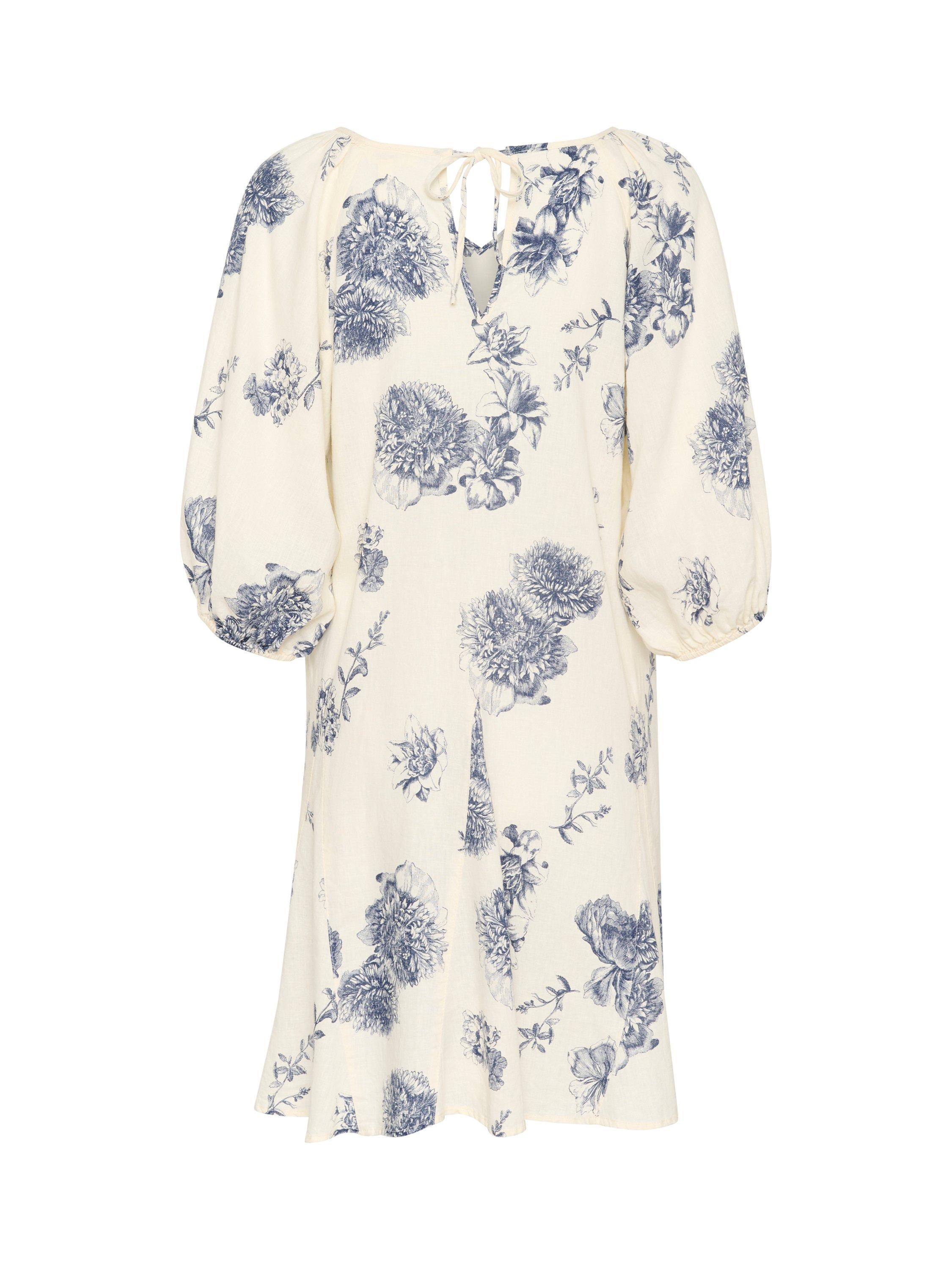Product image 6 of 6, which shows Part Two Ruthy Linen Rich Dress, Oceana/White, 8
