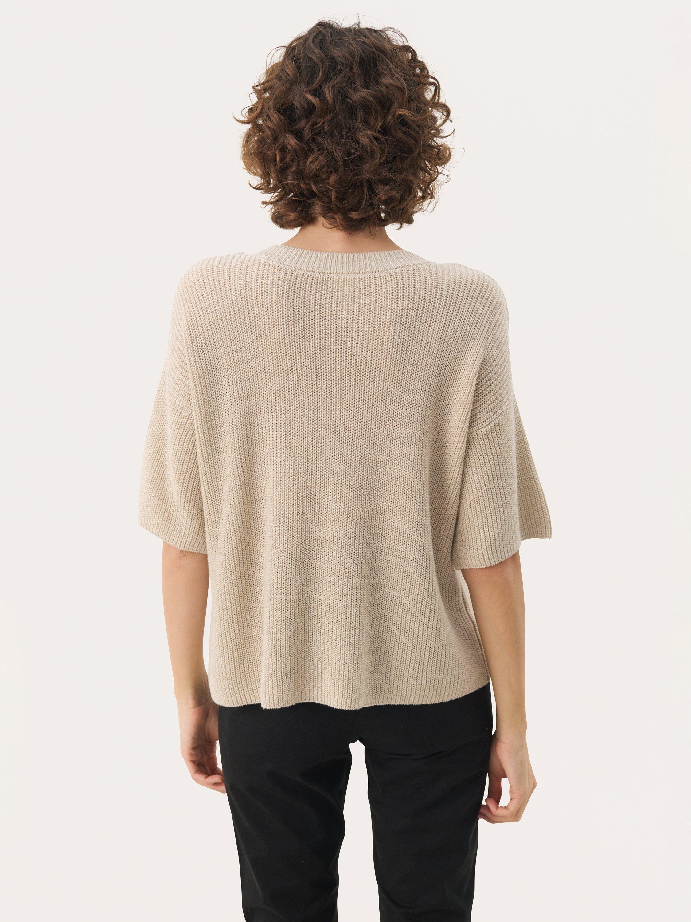 Product image 2 of 6, which shows Part Two Reiko Linen Rich Short Sleeve Jumper, French Oak, XS