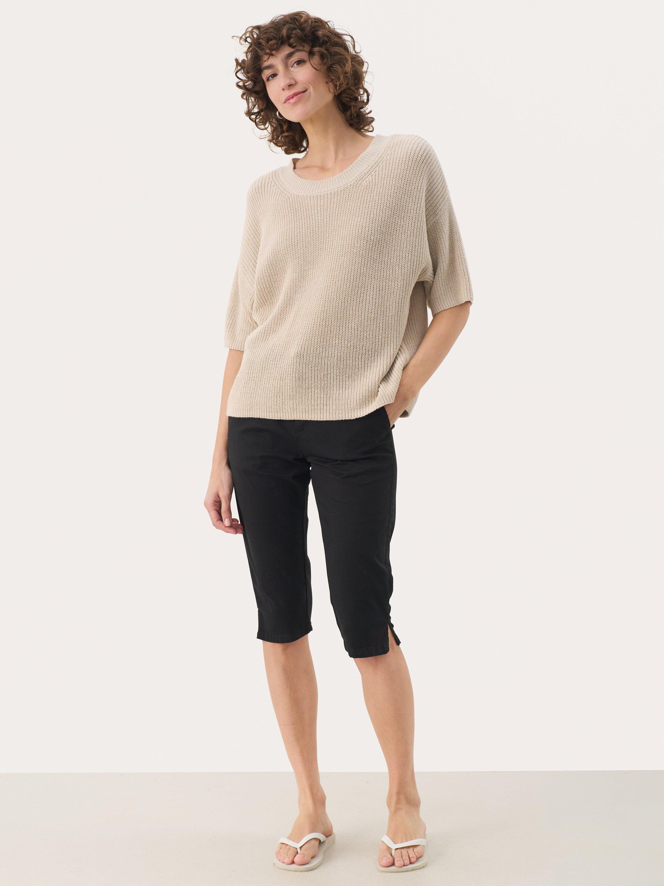 Product image 3 of 6, which shows Part Two Reiko Linen Rich Short Sleeve Jumper, French Oak, XS