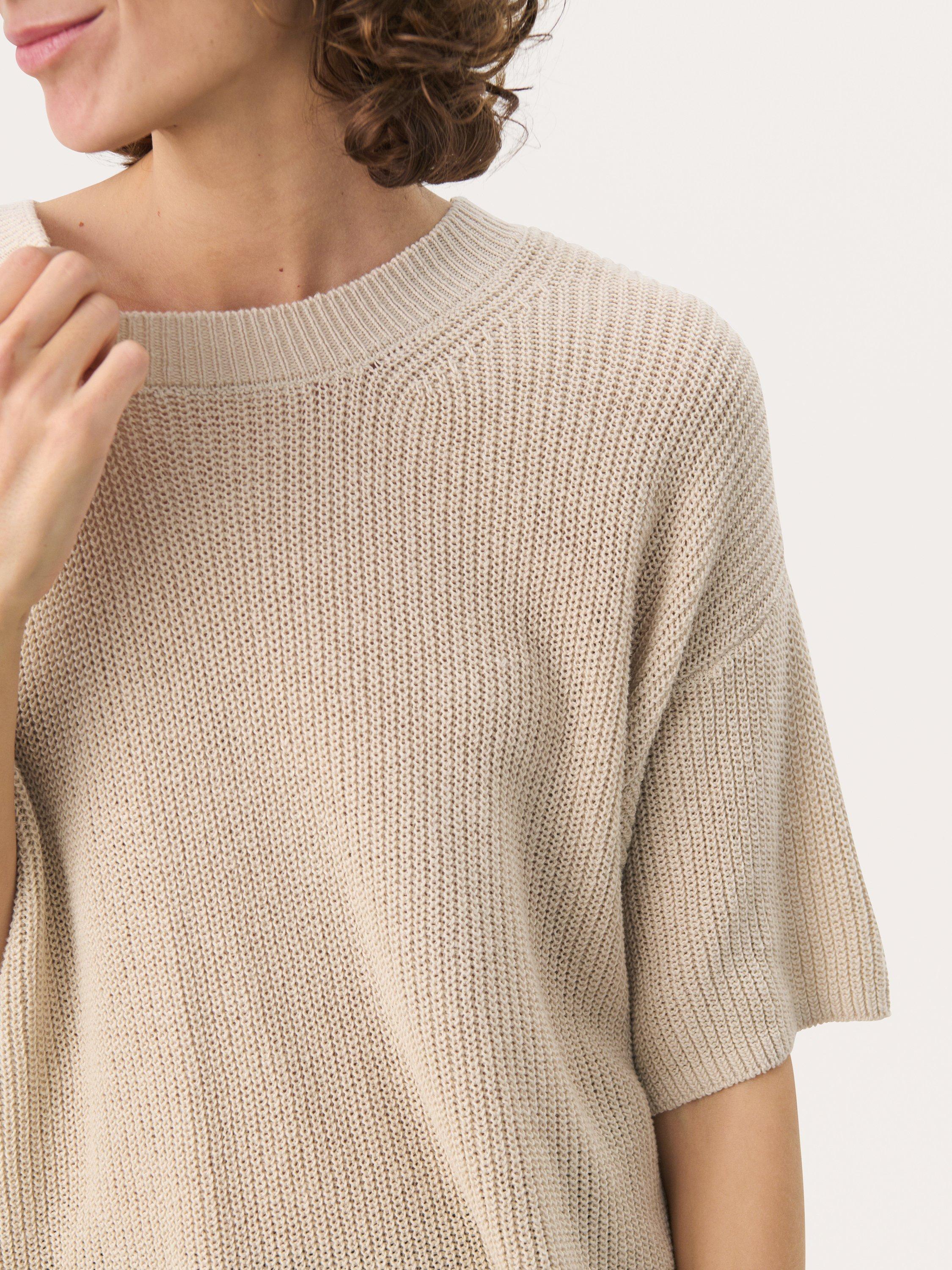 Product image 4 of 6, which shows Part Two Reiko Linen Rich Short Sleeve Jumper, French Oak, XS