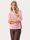Part Two Reiko Linen Rich Short Sleeve Jumper, Pink Nectar