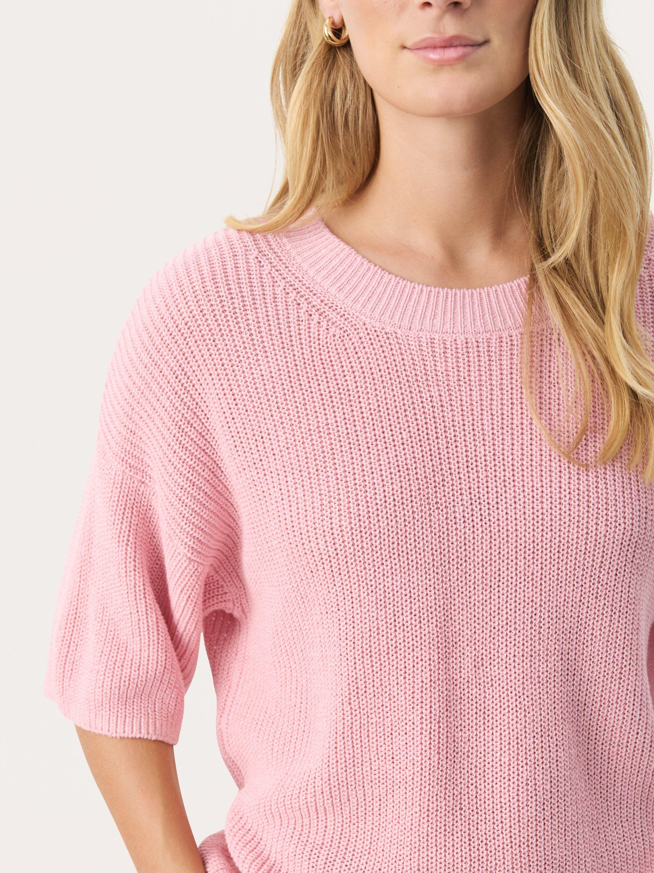 Product image 4 of 6, which shows Part Two Reiko Linen Rich Short Sleeve Jumper, Pink Nectar, XS