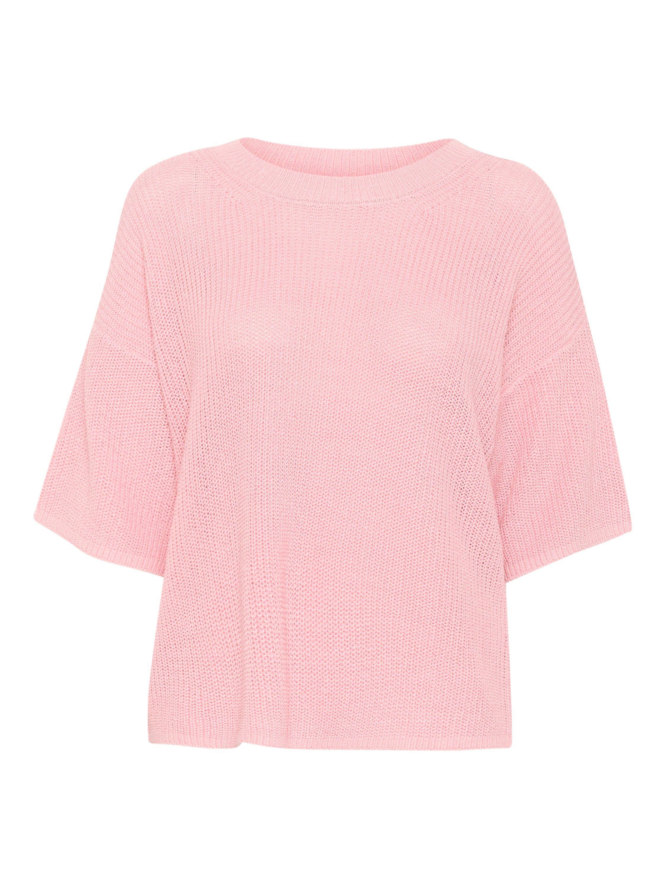 Product image 5 of 6, which shows Part Two Reiko Linen Rich Short Sleeve Jumper, Pink Nectar, XS