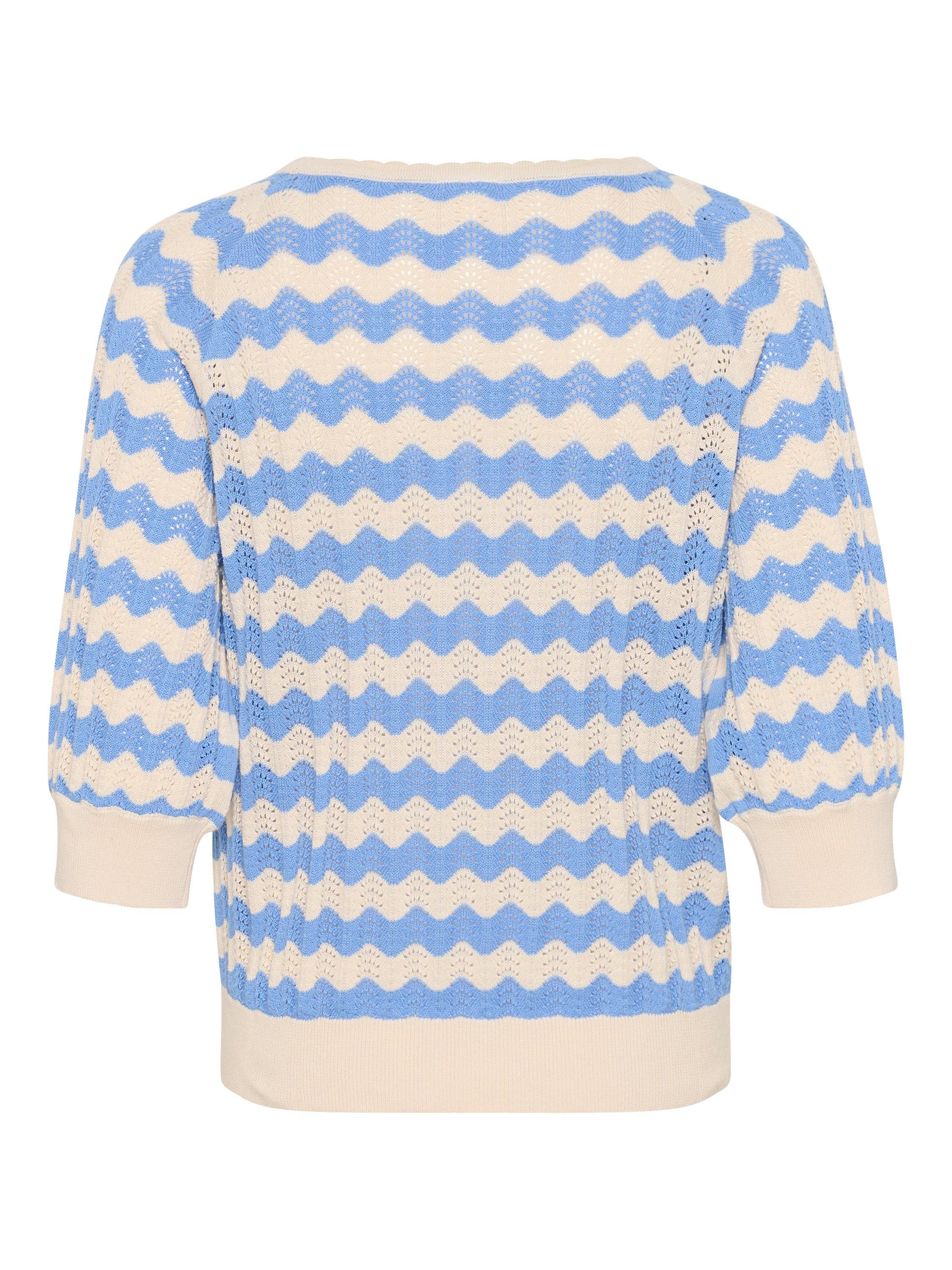 Product image 6 of 6, which shows Part Two Rosine Stripe Pure Organic Cotton Jumper, Whitecap/Marina, XS