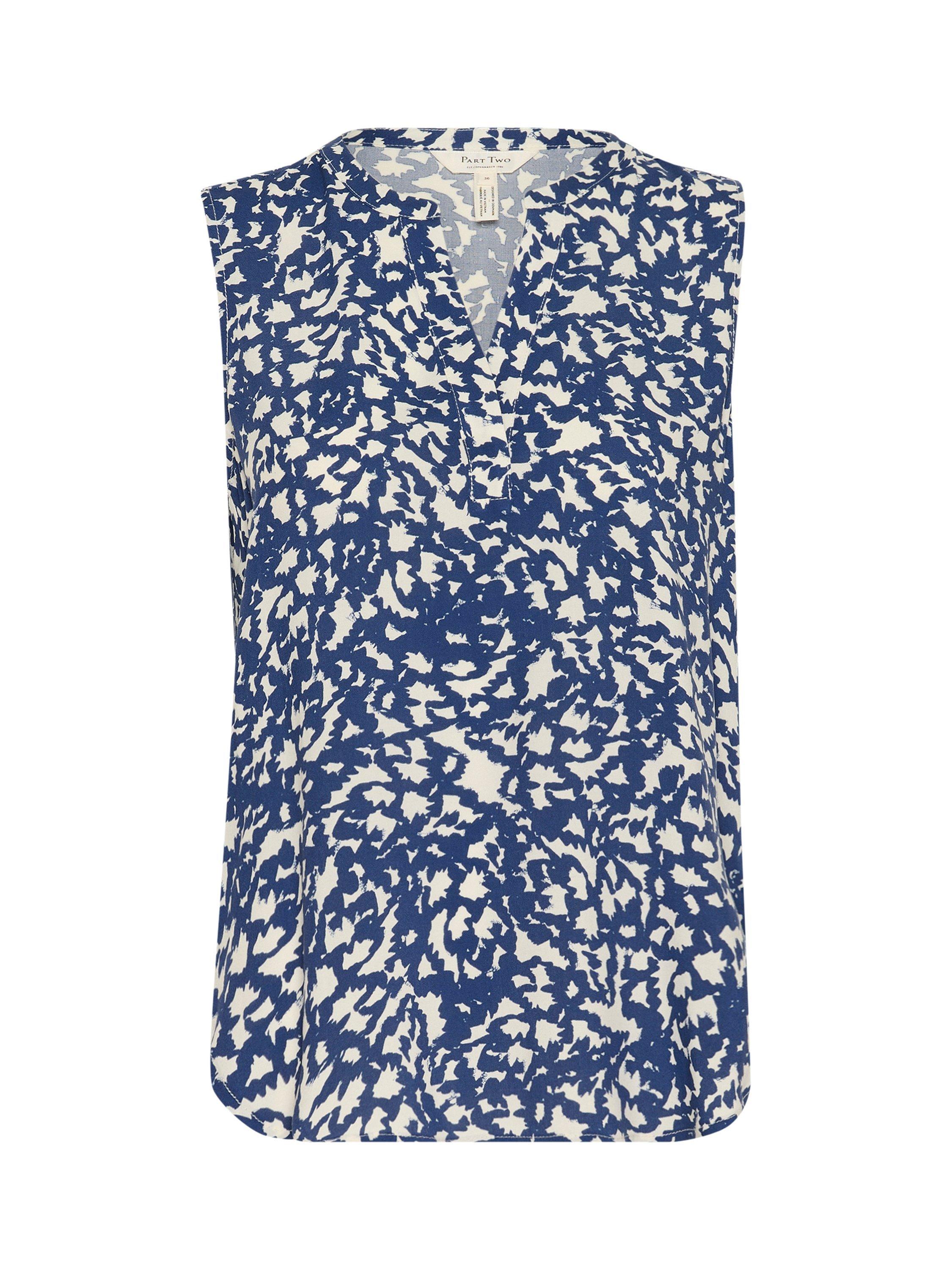 Product image 5 of 6, which shows Part Two Andia Abstract Sleeveless Top, Oceana/White, 8