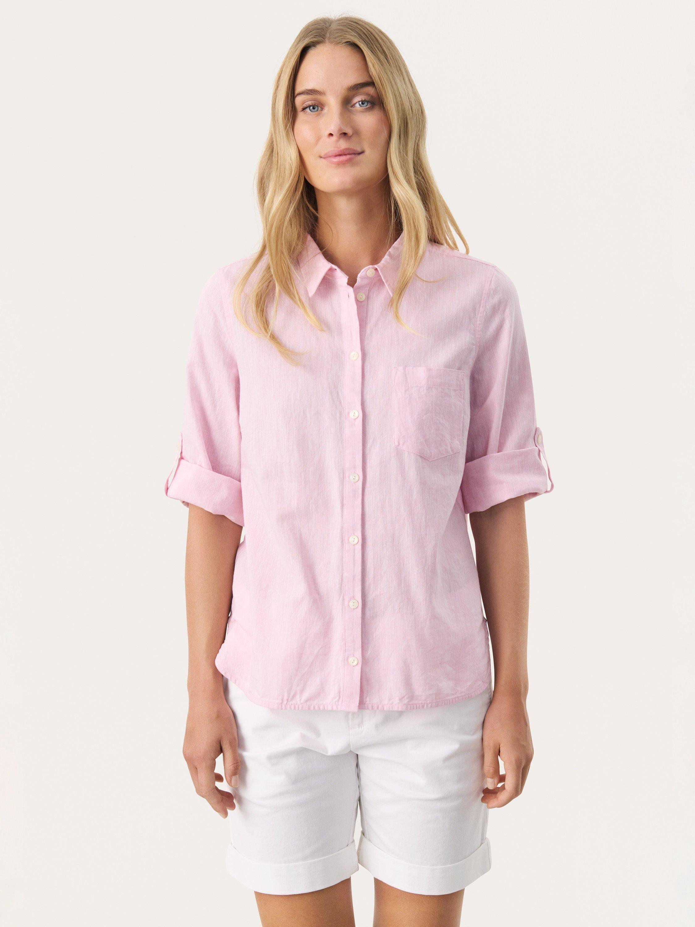 Product image 1 of 7, which shows Part Two Cindie Linen Rich Shirt, Pink Nectar Chambray, 8