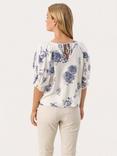 Part Two Rosalyn Tie Back Linen Rich Top, Oceana/White