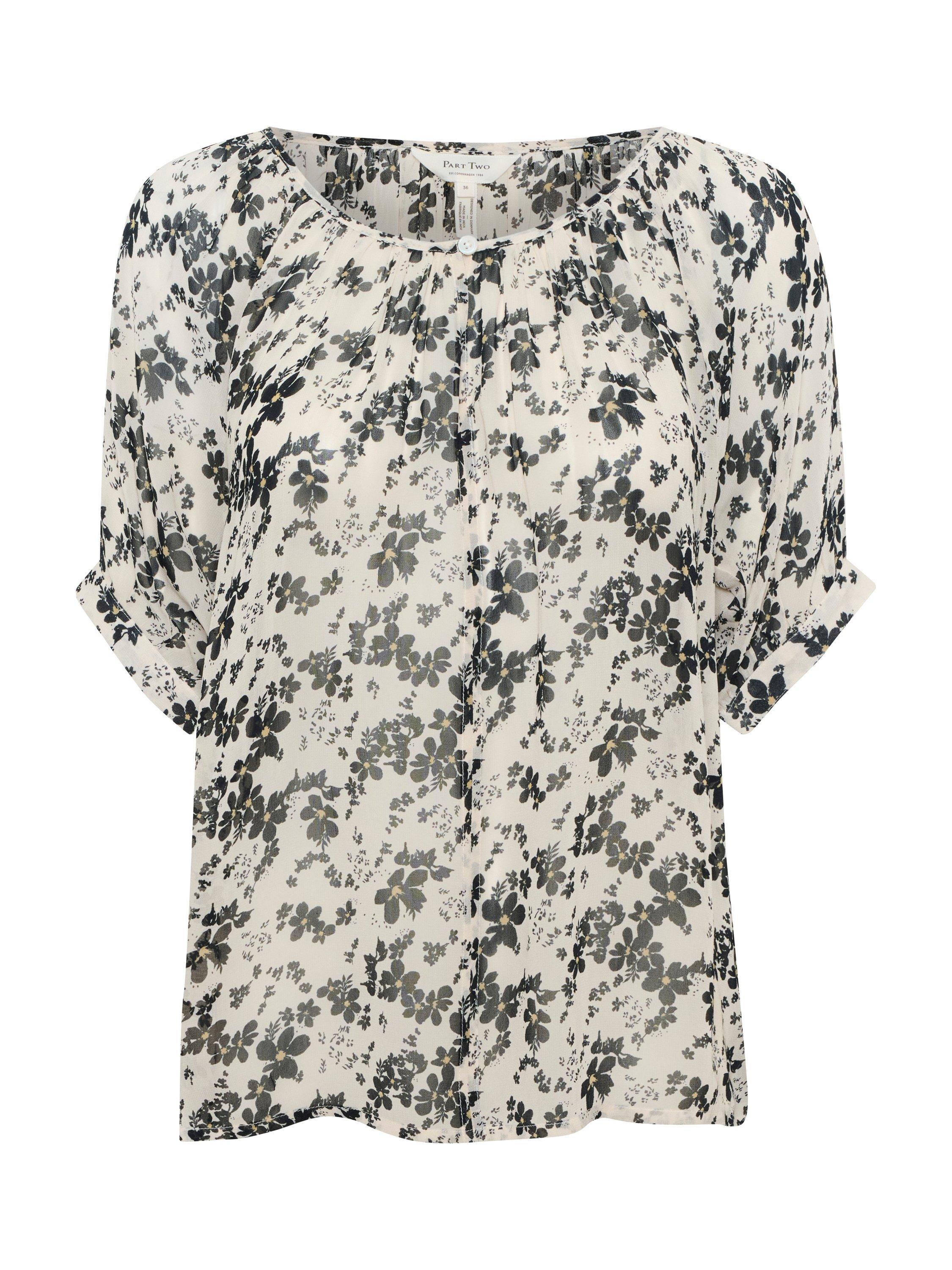 Product image 5 of 6, which shows Part Two Rosanna Puff Sleeve Top, Black/Multi, 8