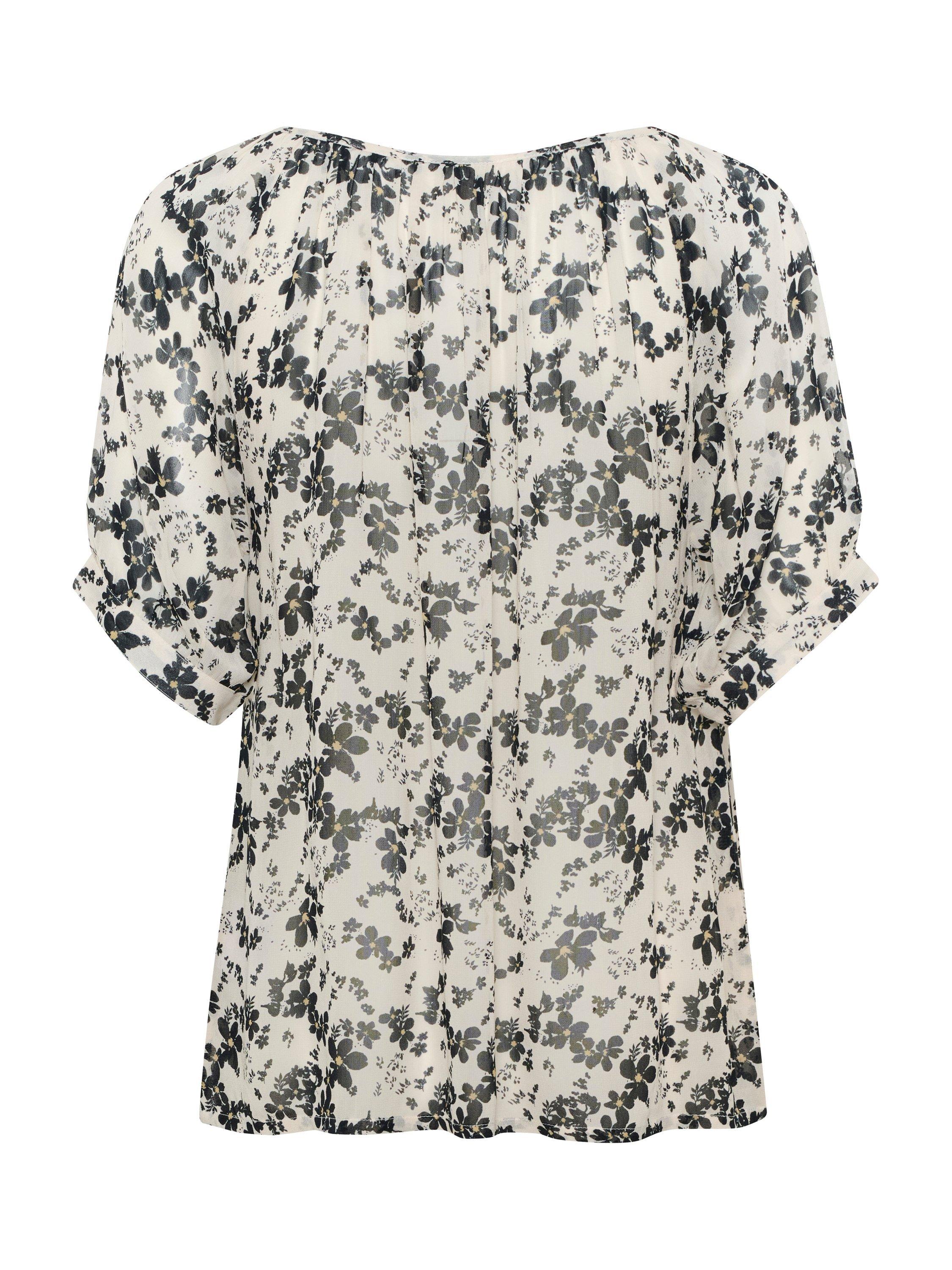 Product image 6 of 6, which shows Part Two Rosanna Puff Sleeve Top, Black/Multi, 8