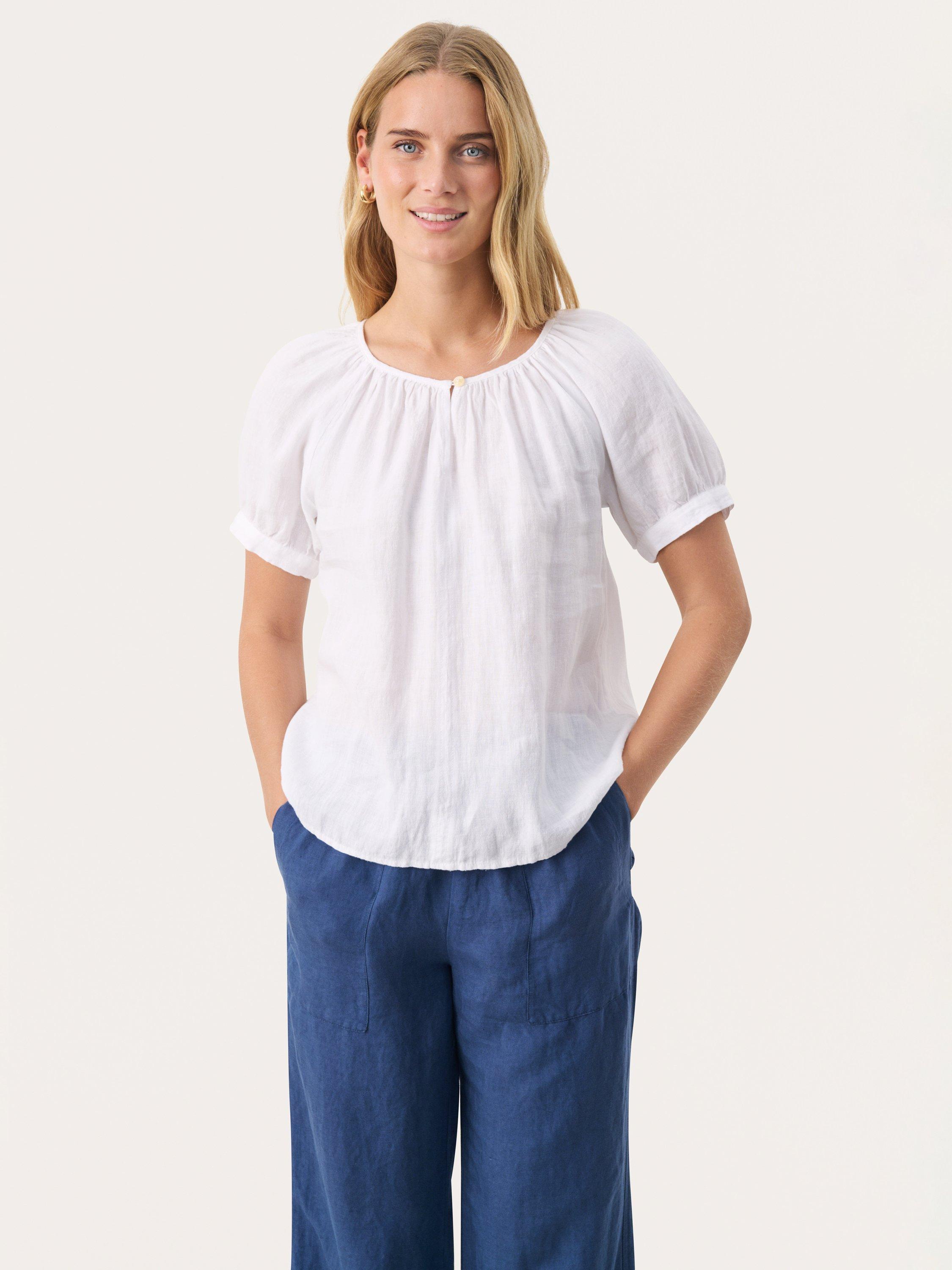 Product image 1 of 6, which shows Part Two Rosanna Pure Linen Top, Bright White, 8