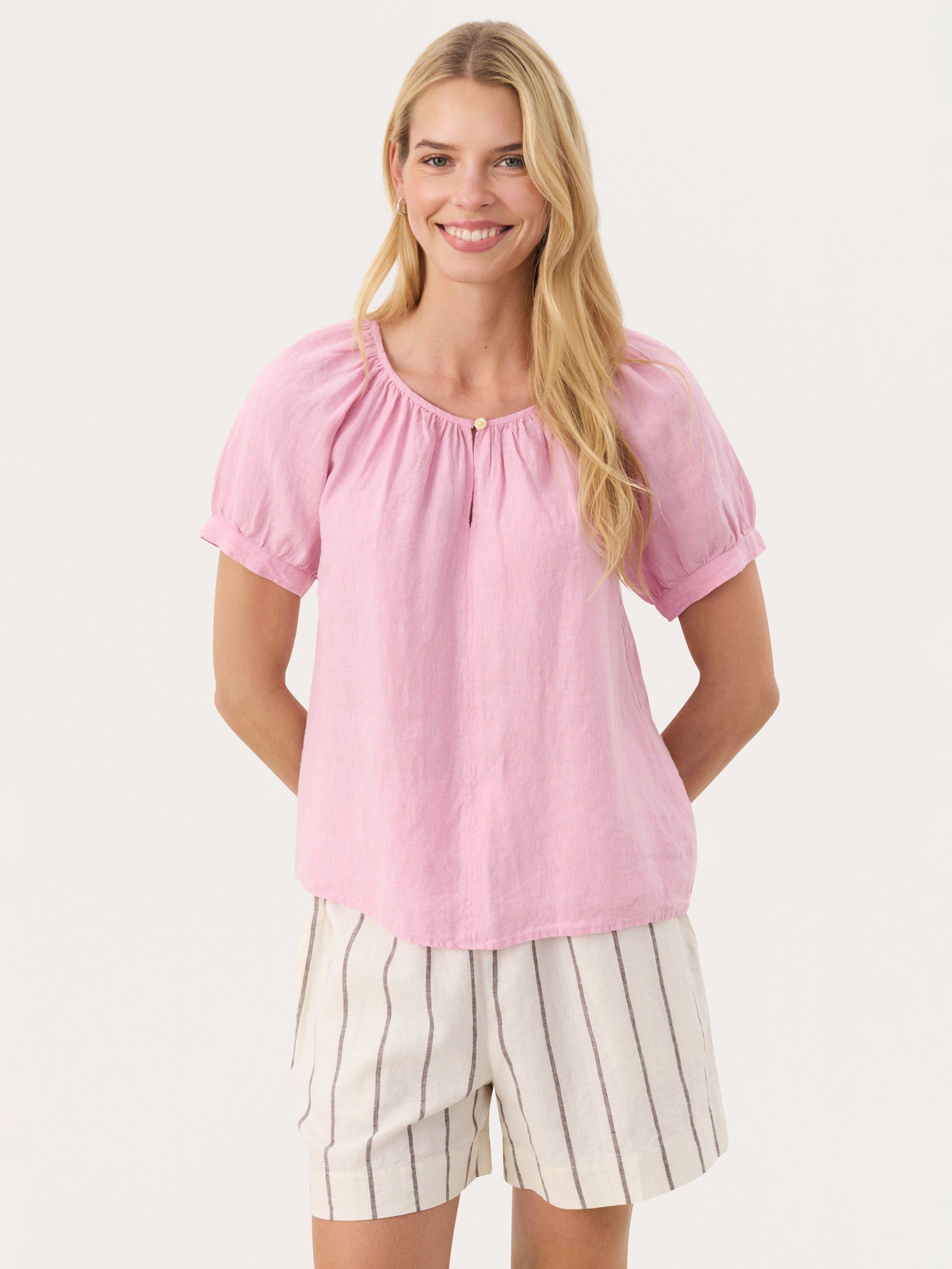 Product image 1 of 6, which shows Part Two Rosanna Pure Linen Top, Pink Nectar, 8