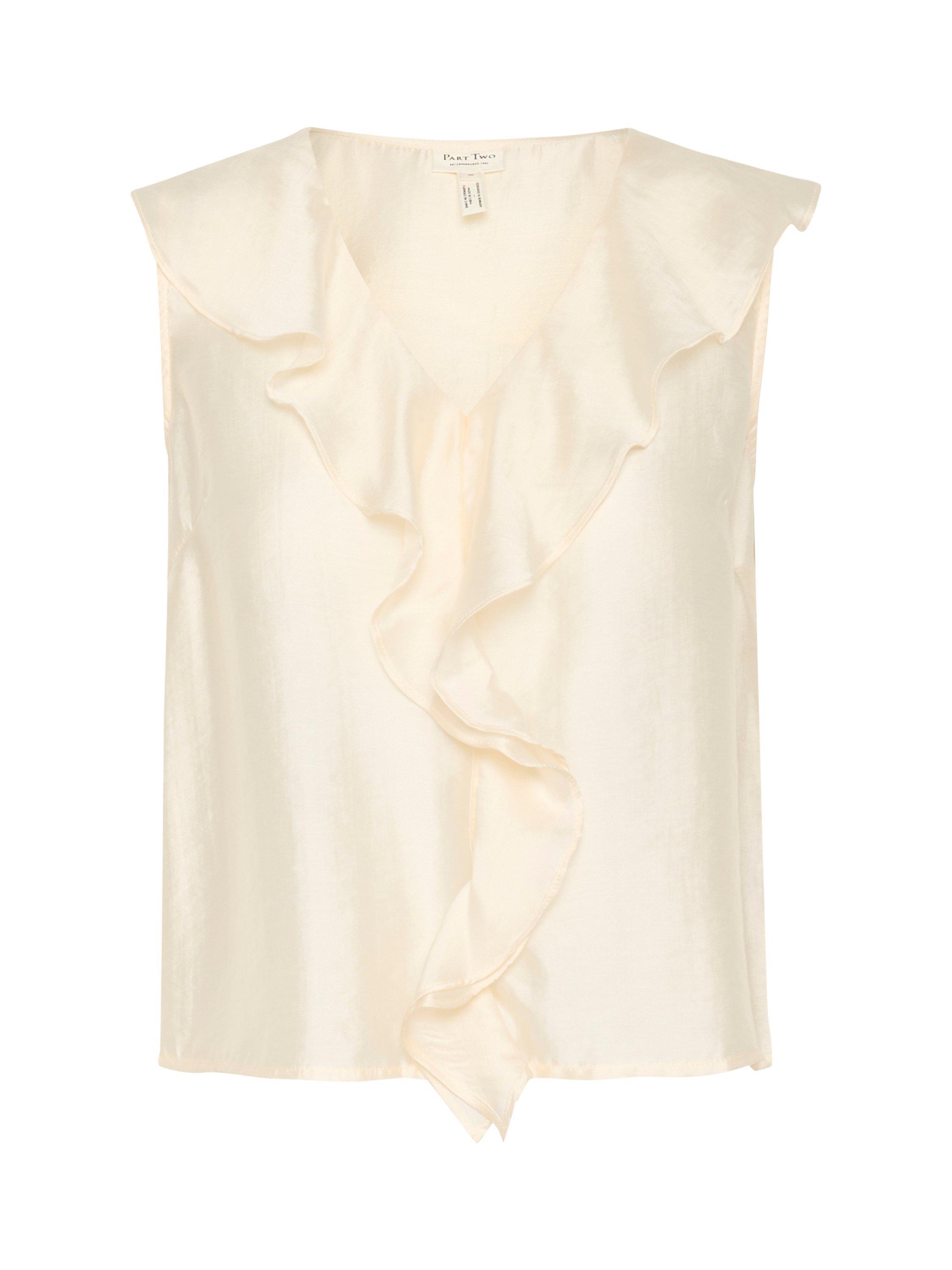 Product image 5 of 6, which shows Part Two Rue Ruffle Top, Eggnog, 8