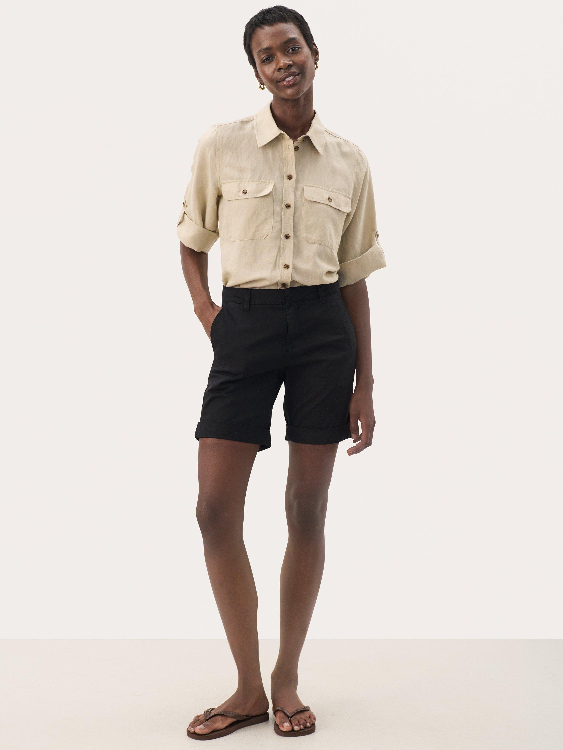 Product image 3 of 6, which shows Part Two Hanijan Rolled Hem Shorts, Black, 18