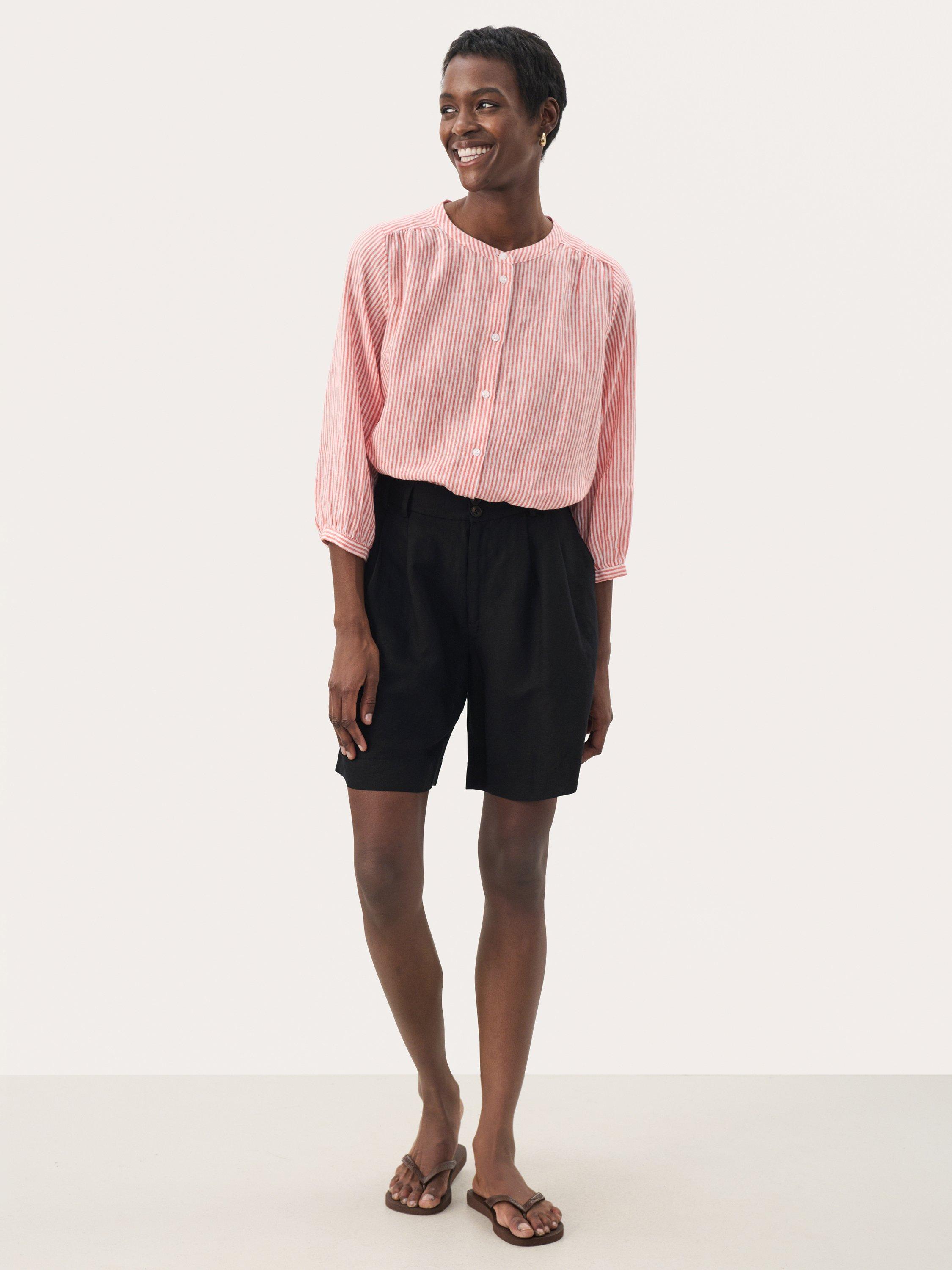 Product image 3 of 6, which shows Part Two Raine Linen Blend Shorts, Black, 8