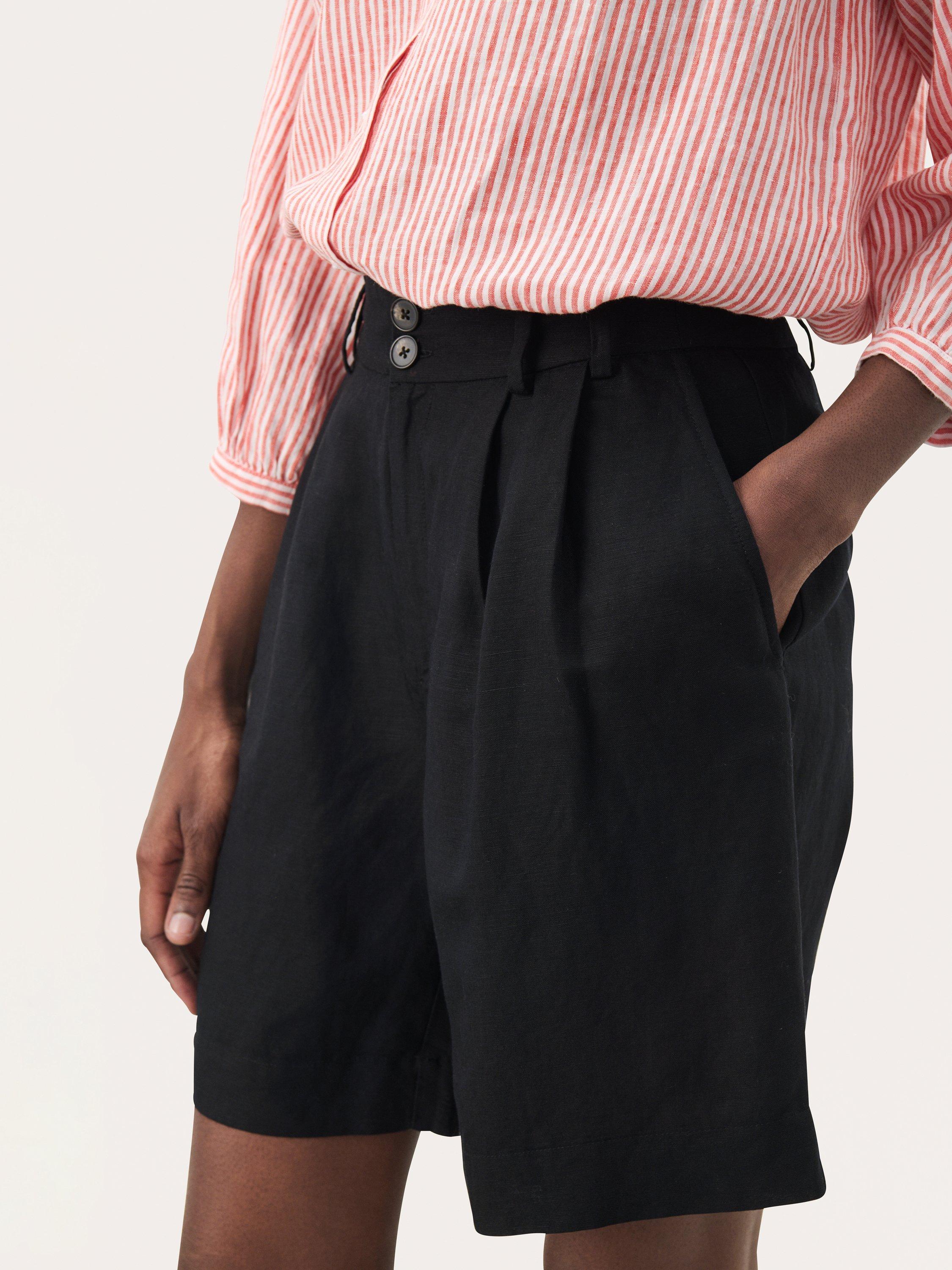 Product image 4 of 6, which shows Part Two Raine Linen Blend Shorts, Black, 8