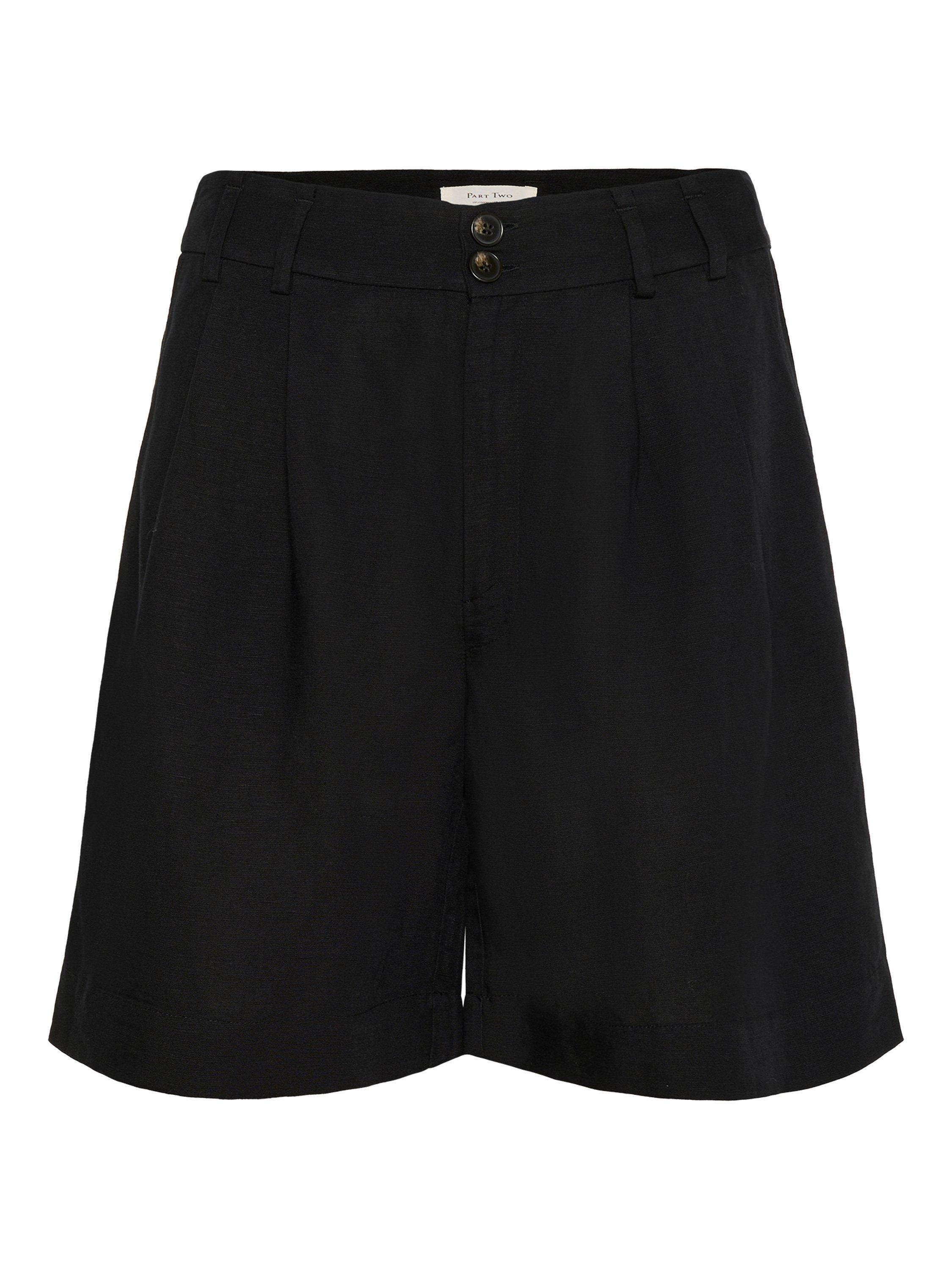 Product image 5 of 6, which shows Part Two Raine Linen Blend Shorts, Black, 8