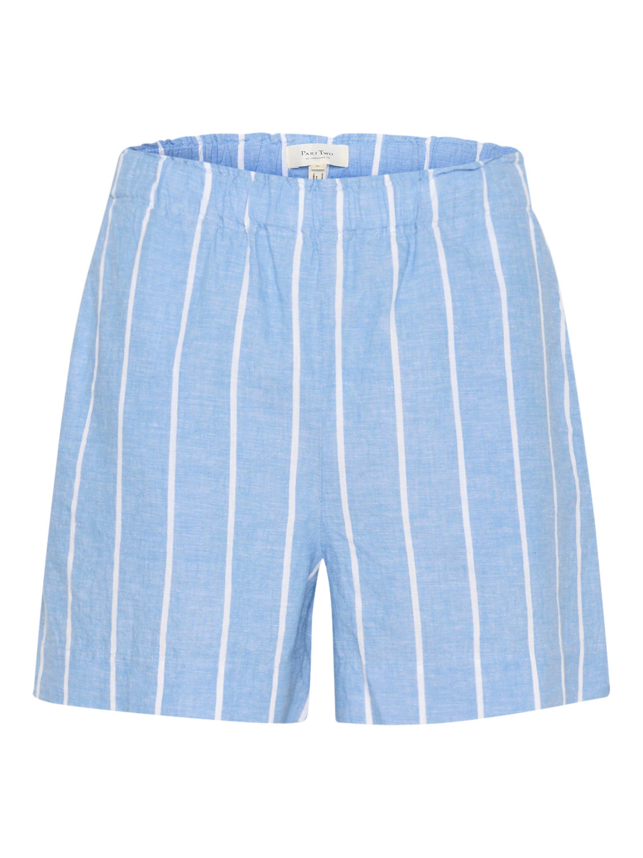 Product image 5 of 6, which shows Part Two Rigge Stripe Linen Rich Shorts, Blue/White, 8