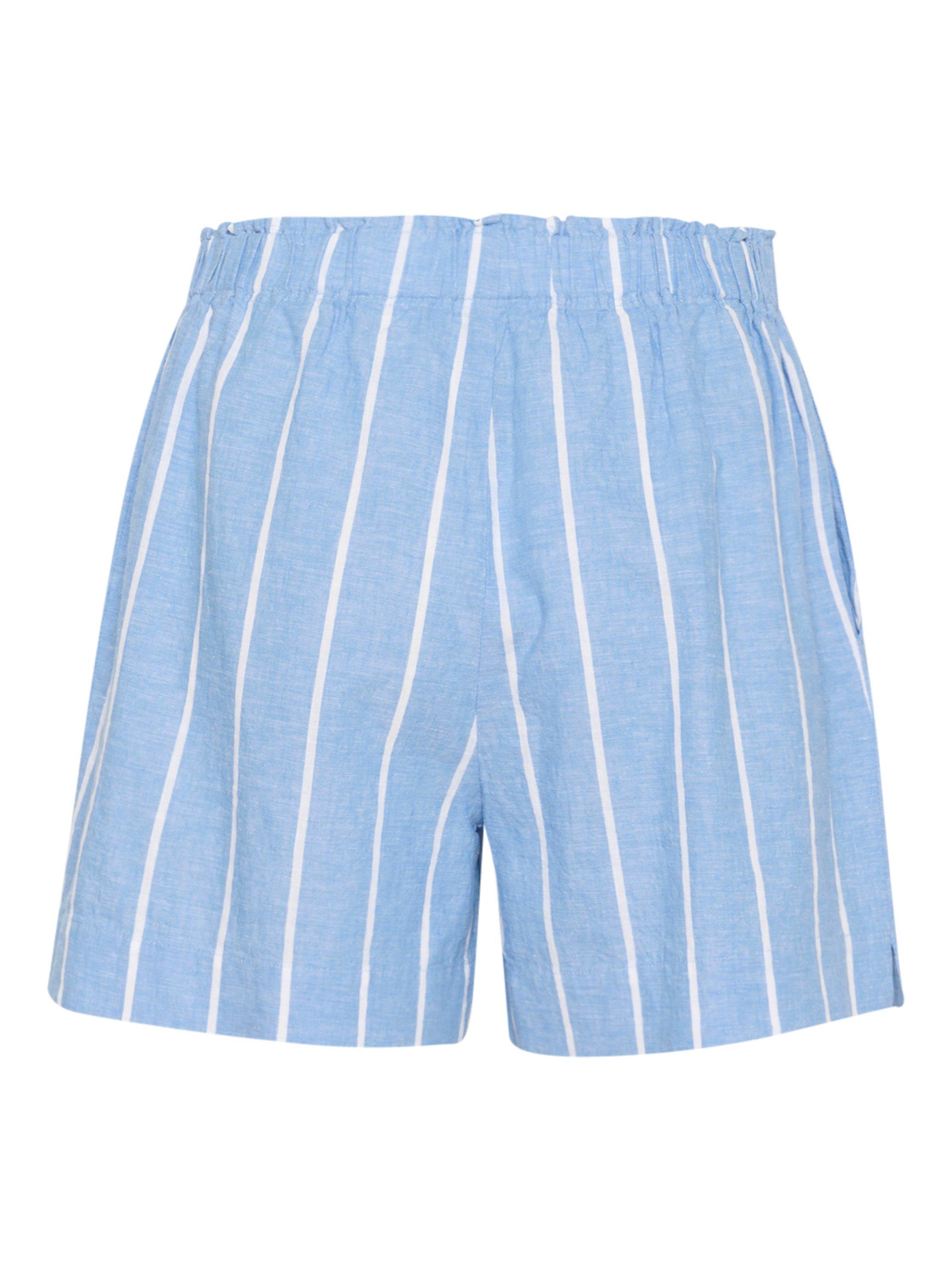 Product image 6 of 6, which shows Part Two Rigge Stripe Linen Rich Shorts, Blue/White, 8