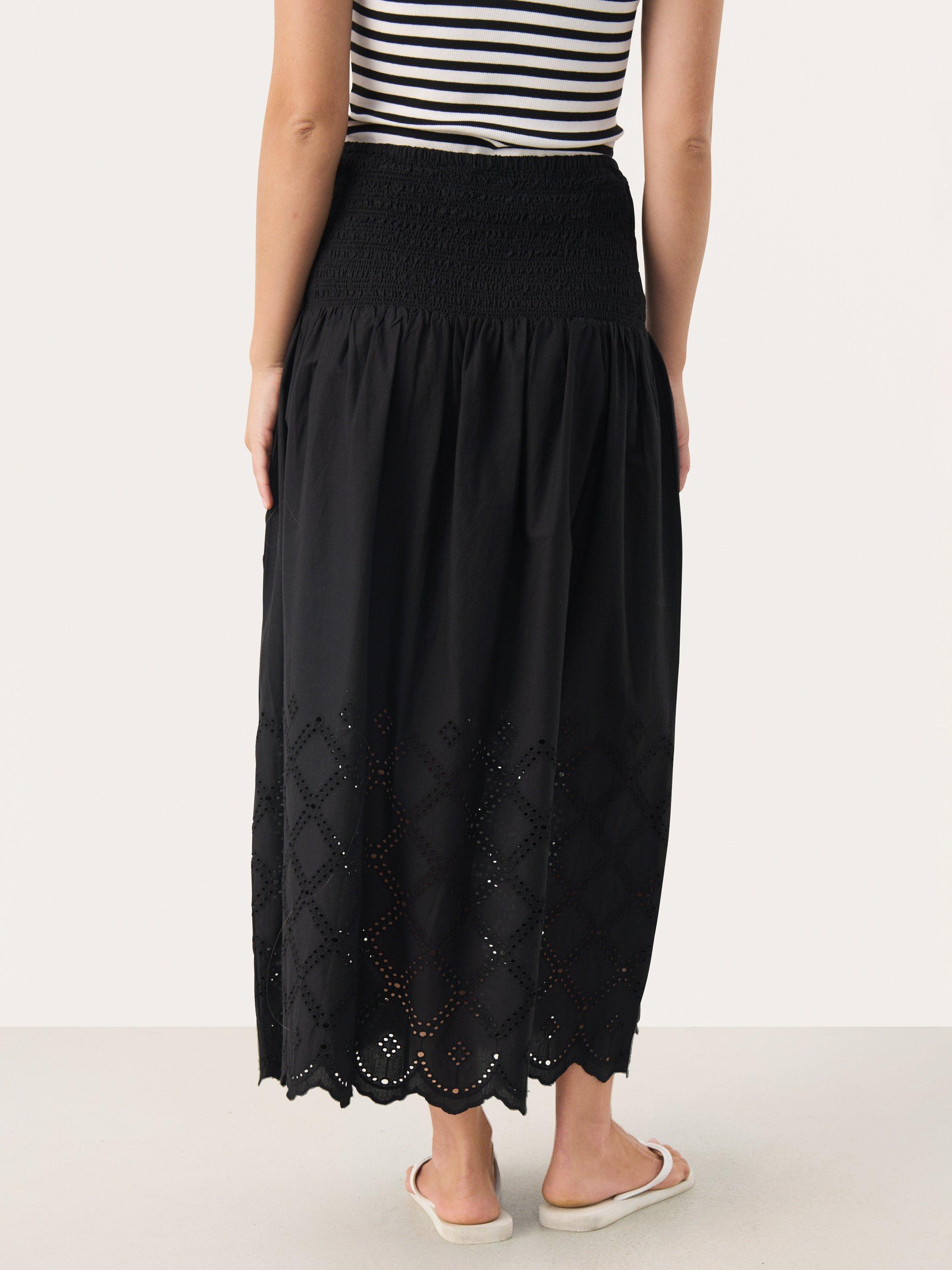 Product image 2 of 6, which shows Part Two Radinka Pure Organic Cotton Broderie Anglaise Skirt, Black, 8