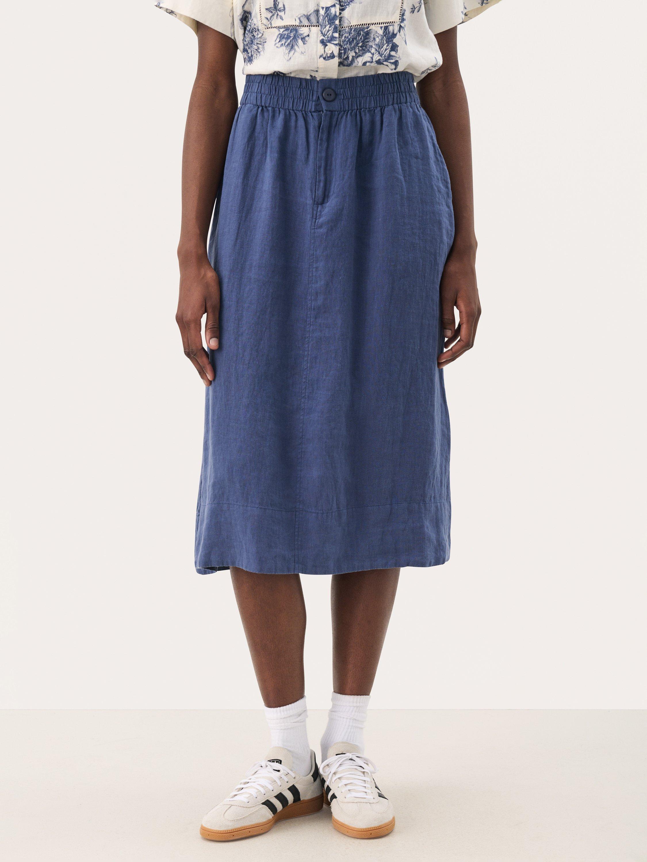 Product image 1 of 6, which shows Part Two Rehana Pure Linen Skirt, Oceana, 8