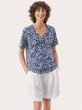 Part Two Curlia Abstract V-Neck Top, Oceana/White