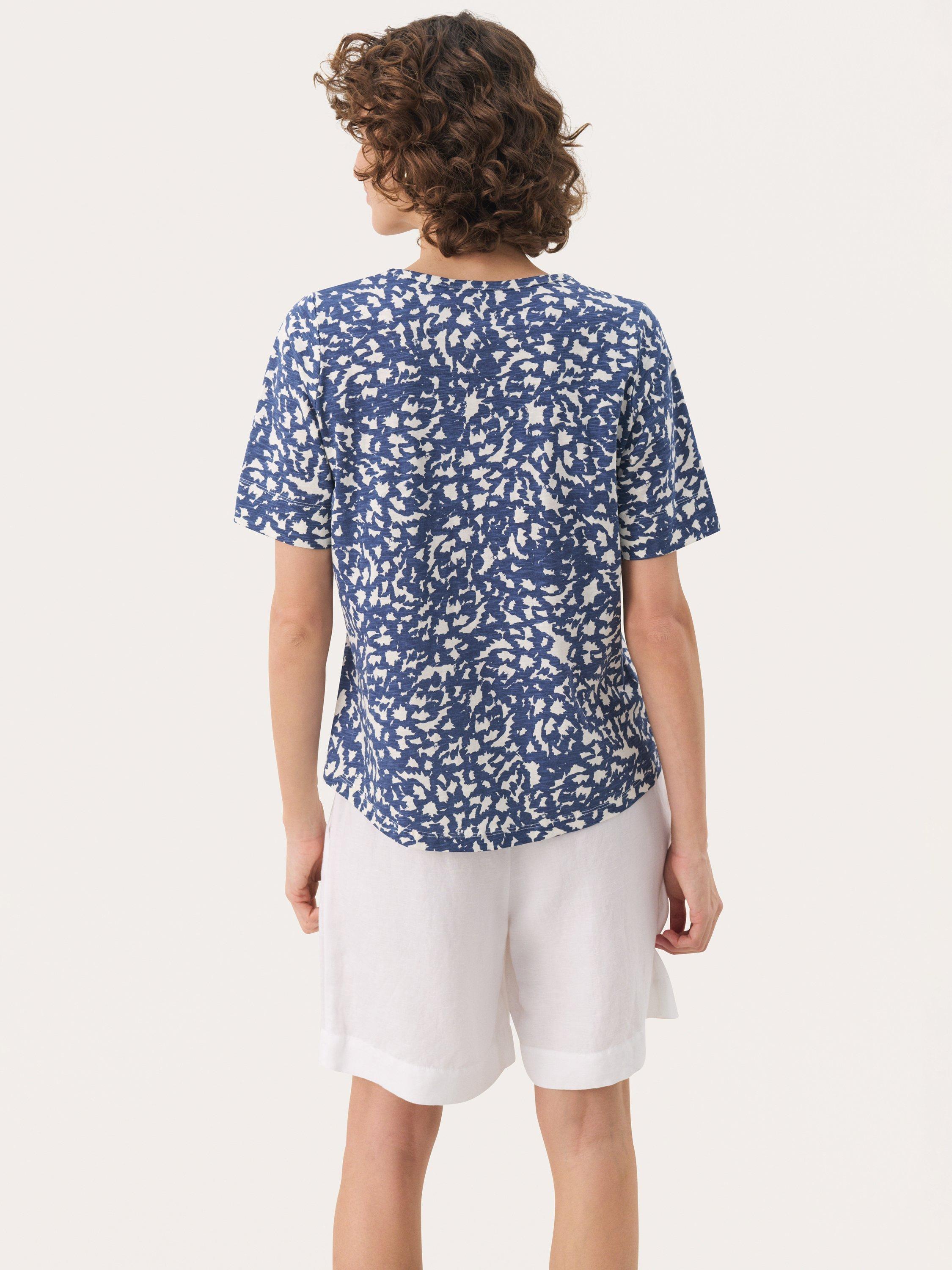 Product image 2 of 6, which shows Part Two Curlia Abstract V-Neck Top, Oceana/White, XS