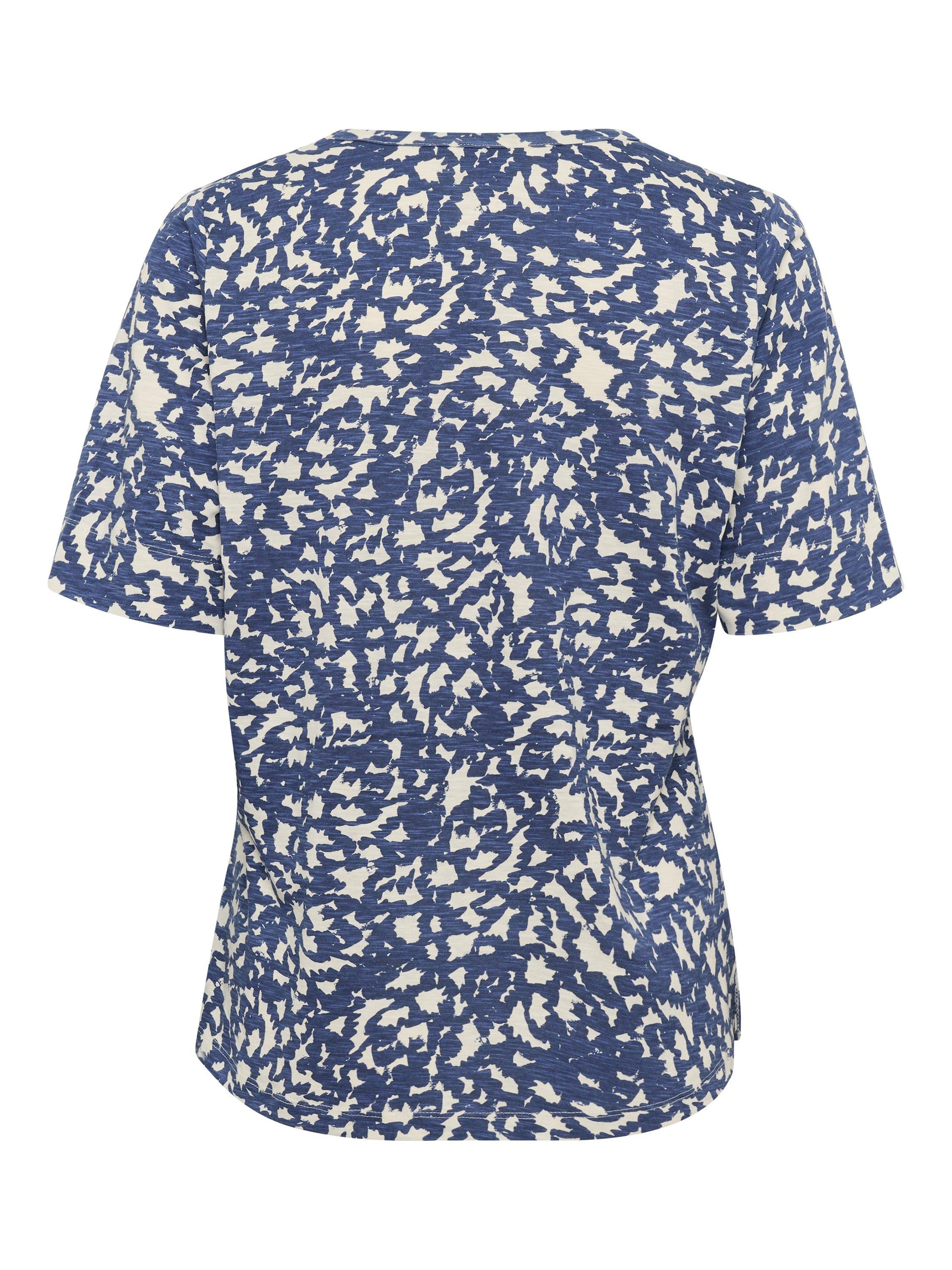 Product image 6 of 6, which shows Part Two Curlia Abstract V-Neck Top, Oceana/White, XS