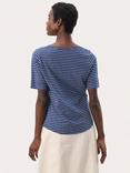Part Two Curlia Stripe V-Neck T-Shirt, Oceana/Eggnog
