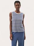 Part Two Rena Stripe Linen Rich Vest Top, Blue/White