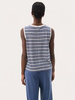 Part Two Rena Stripe Linen Rich Vest Top, Blue/White - view 2, Blue/White