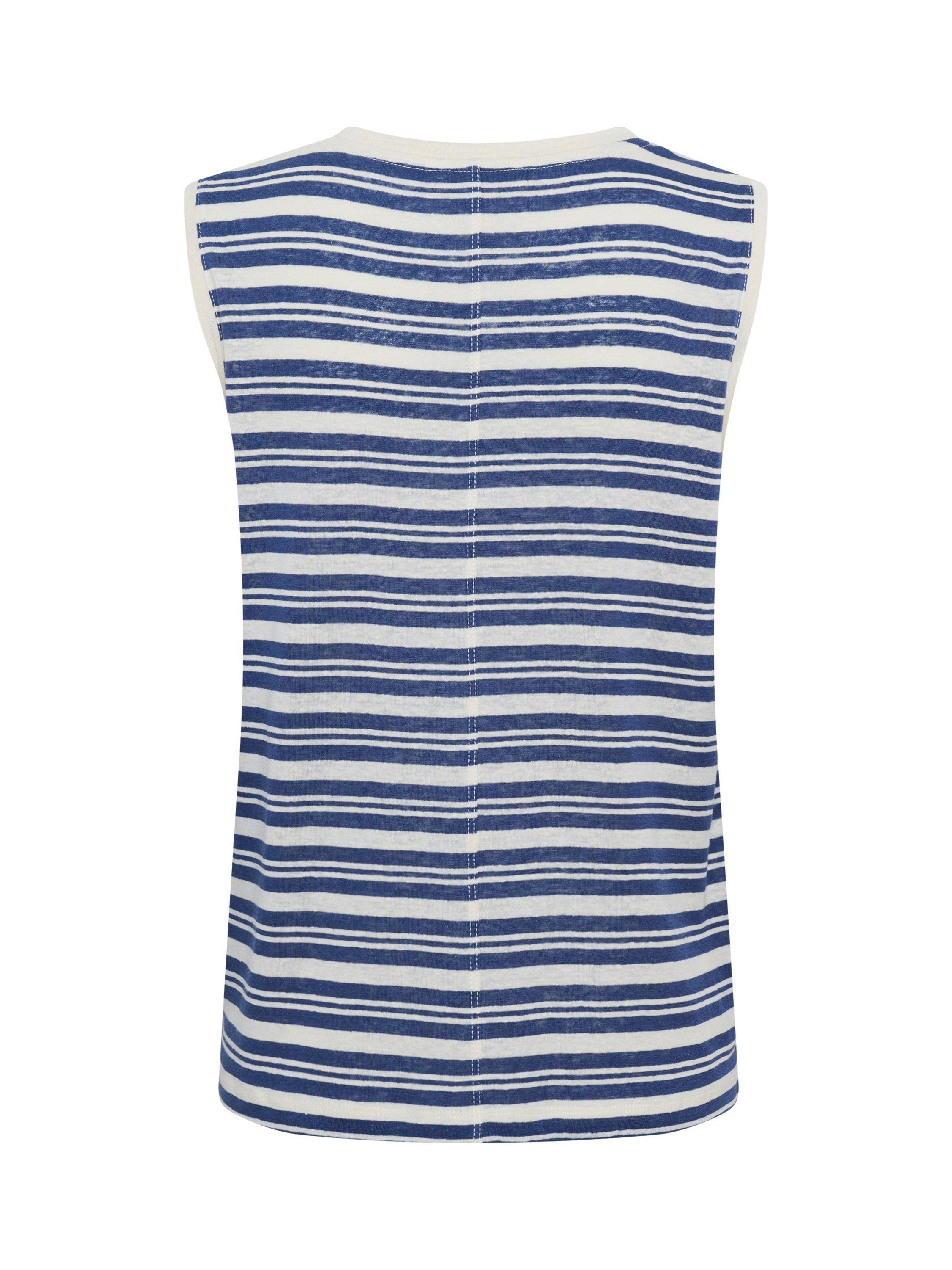 Product image 6 of 6, which shows Part Two Rena Stripe Linen Rich Vest Top, Blue/White, XS