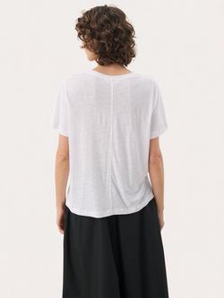 Part Two Riona V-Neck Linen Rich T-Shirt, Bright White - view 2, Bright White