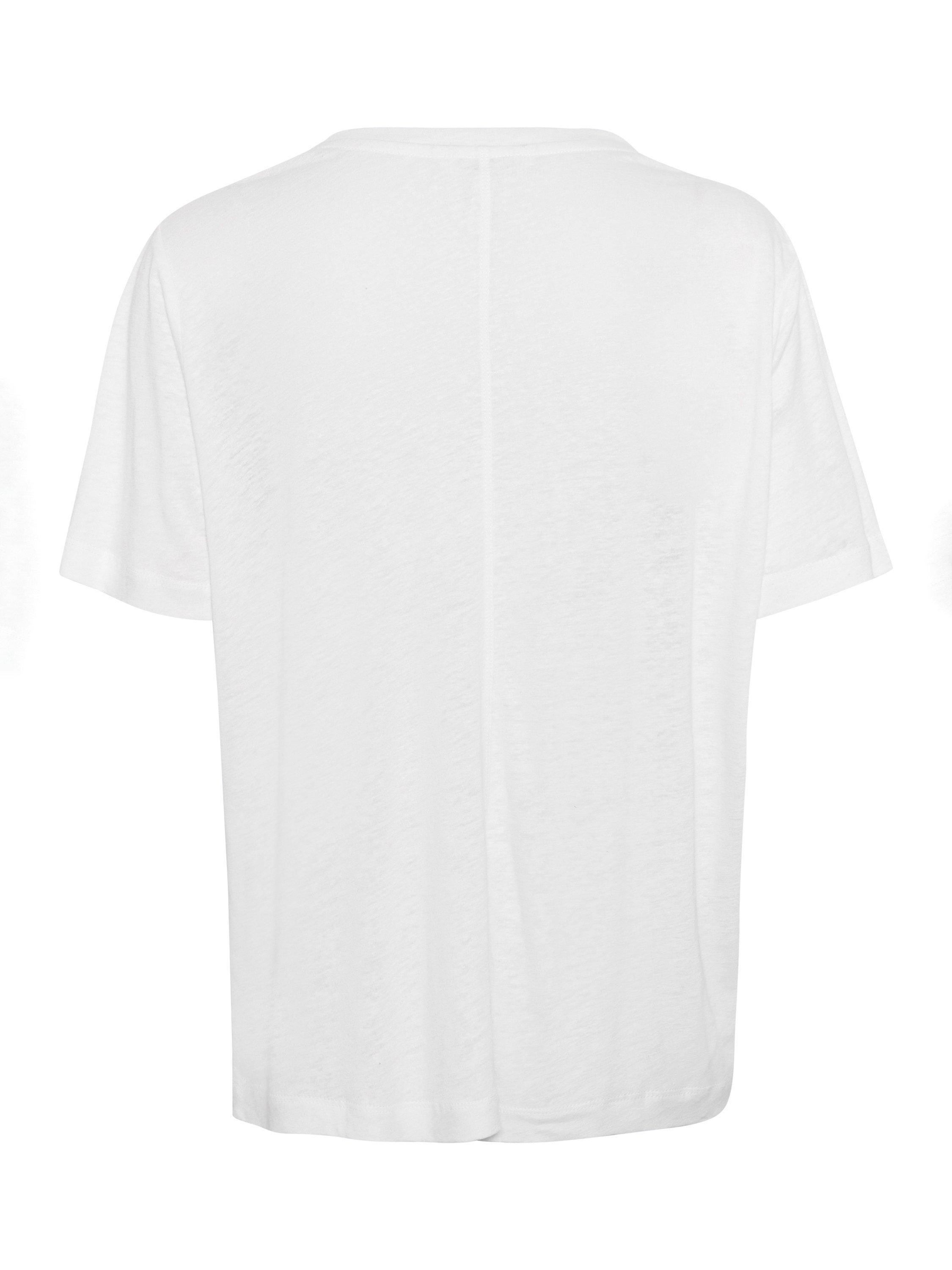 Product image 6 of 6, which shows Part Two Riona V-Neck Linen Rich T-Shirt, Bright White, XS