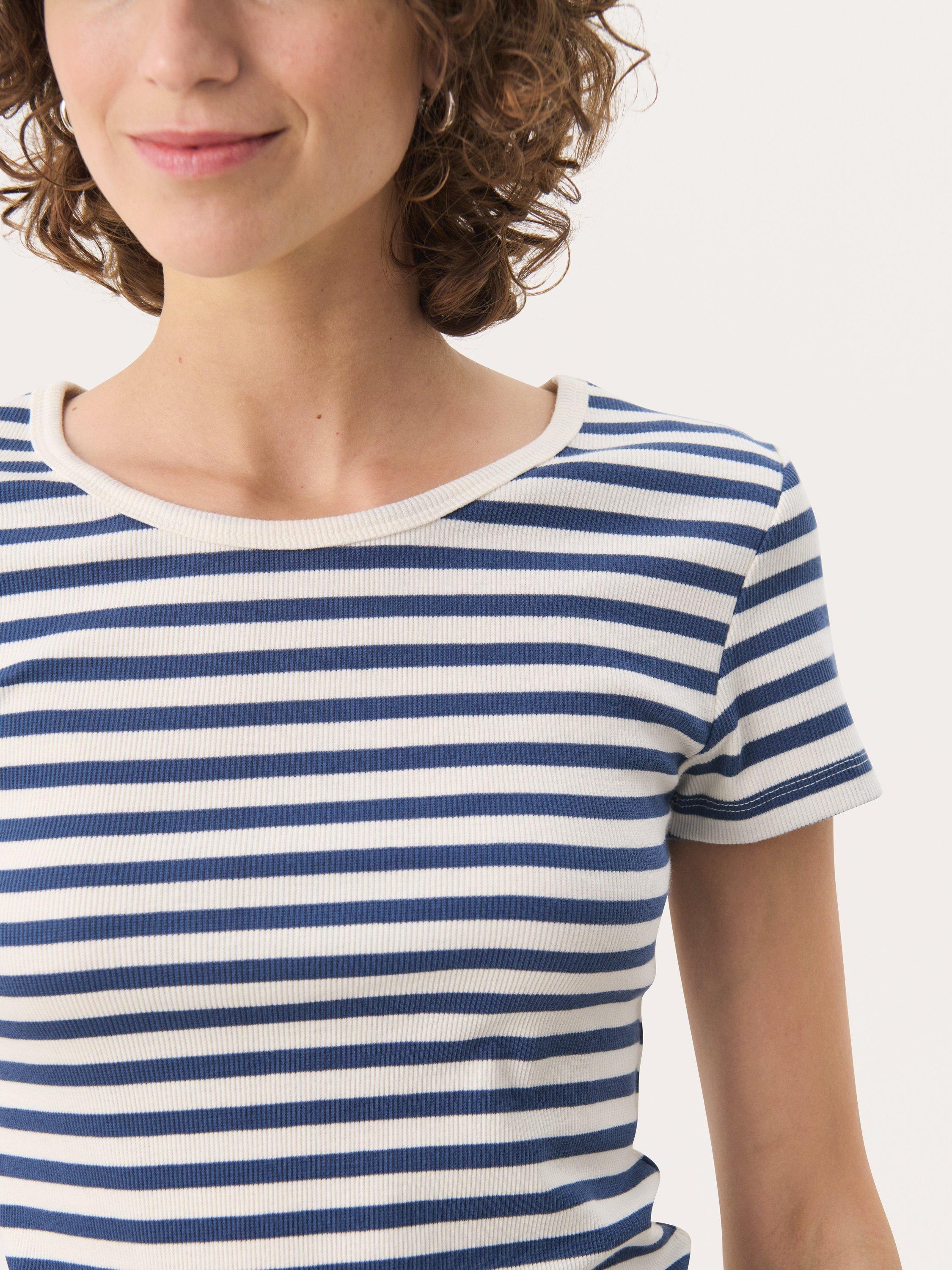 Product image 4 of 6, which shows Part Two Rochelle Stripe T-Shirt, Blue/White, XS