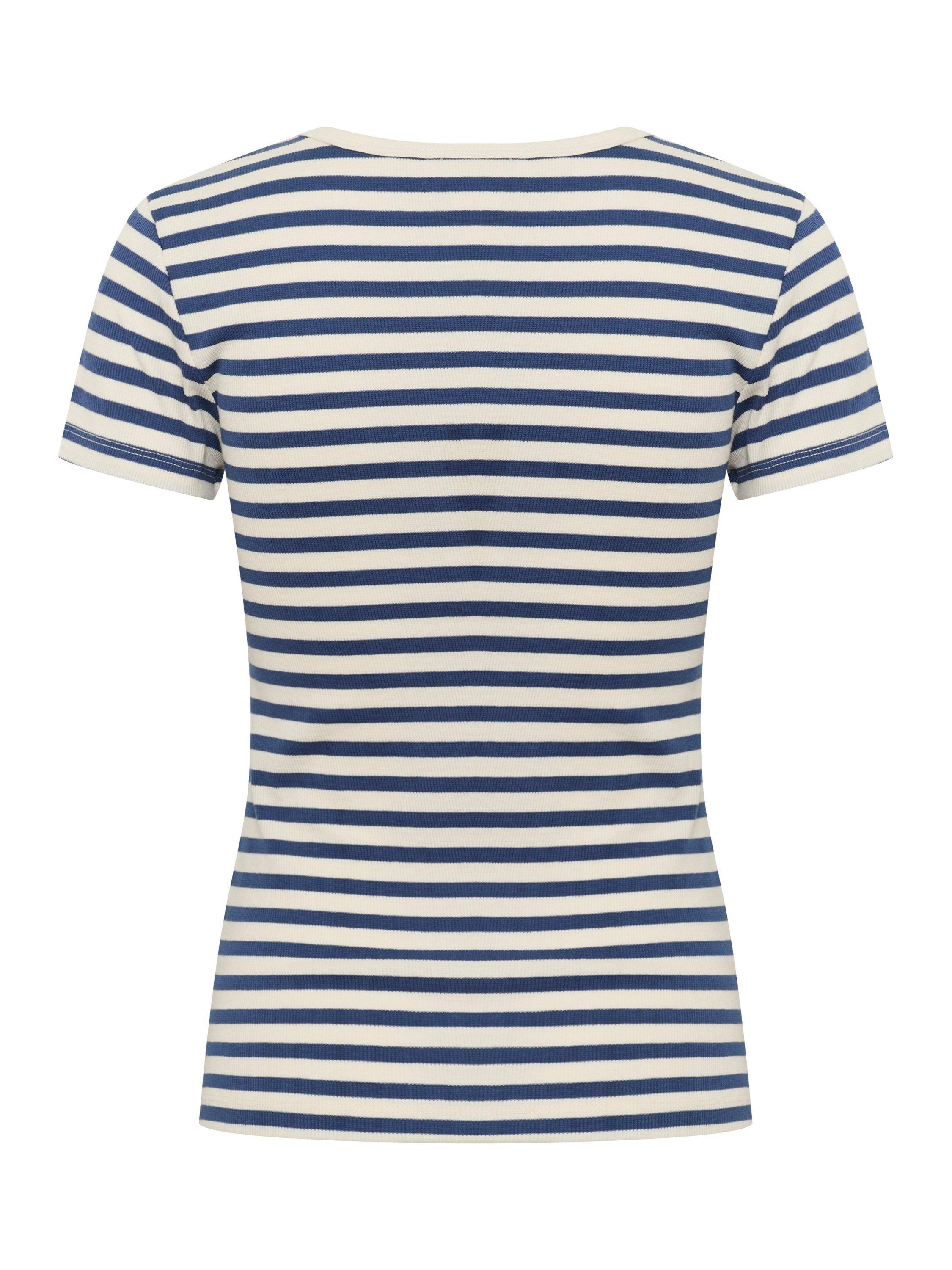 Product image 6 of 6, which shows Part Two Rochelle Stripe T-Shirt, Blue/White, XS