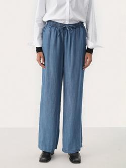 Part Two Cibell Relaxed Fit Wide Leg Trousers, Medium Blue