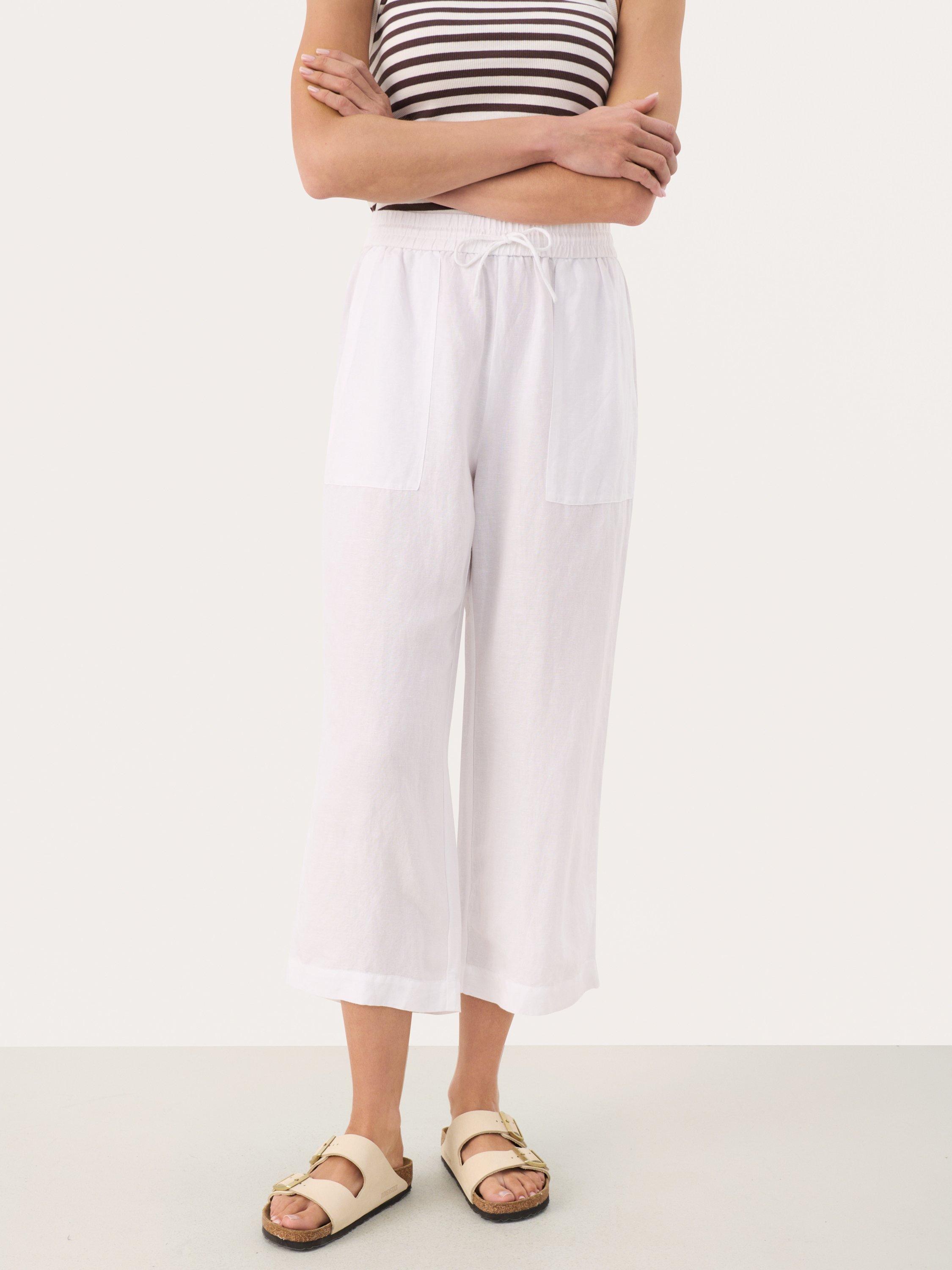 Product image 1 of 6, which shows Part Two Eniolas Linen Blend Trousers, Bright White, 8