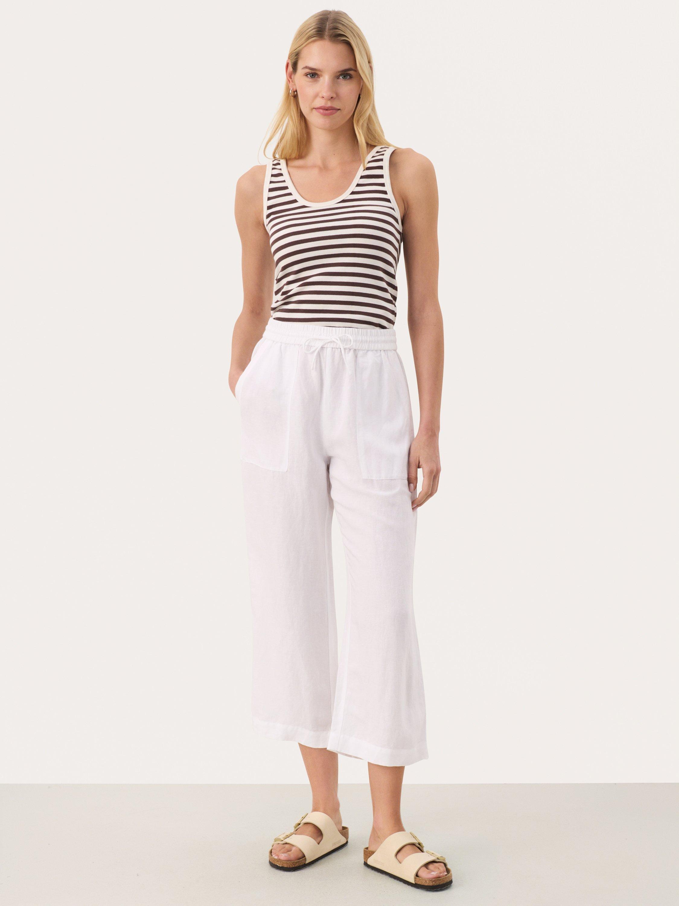 Product image 3 of 6, which shows Part Two Eniolas Linen Blend Trousers, Bright White, 8